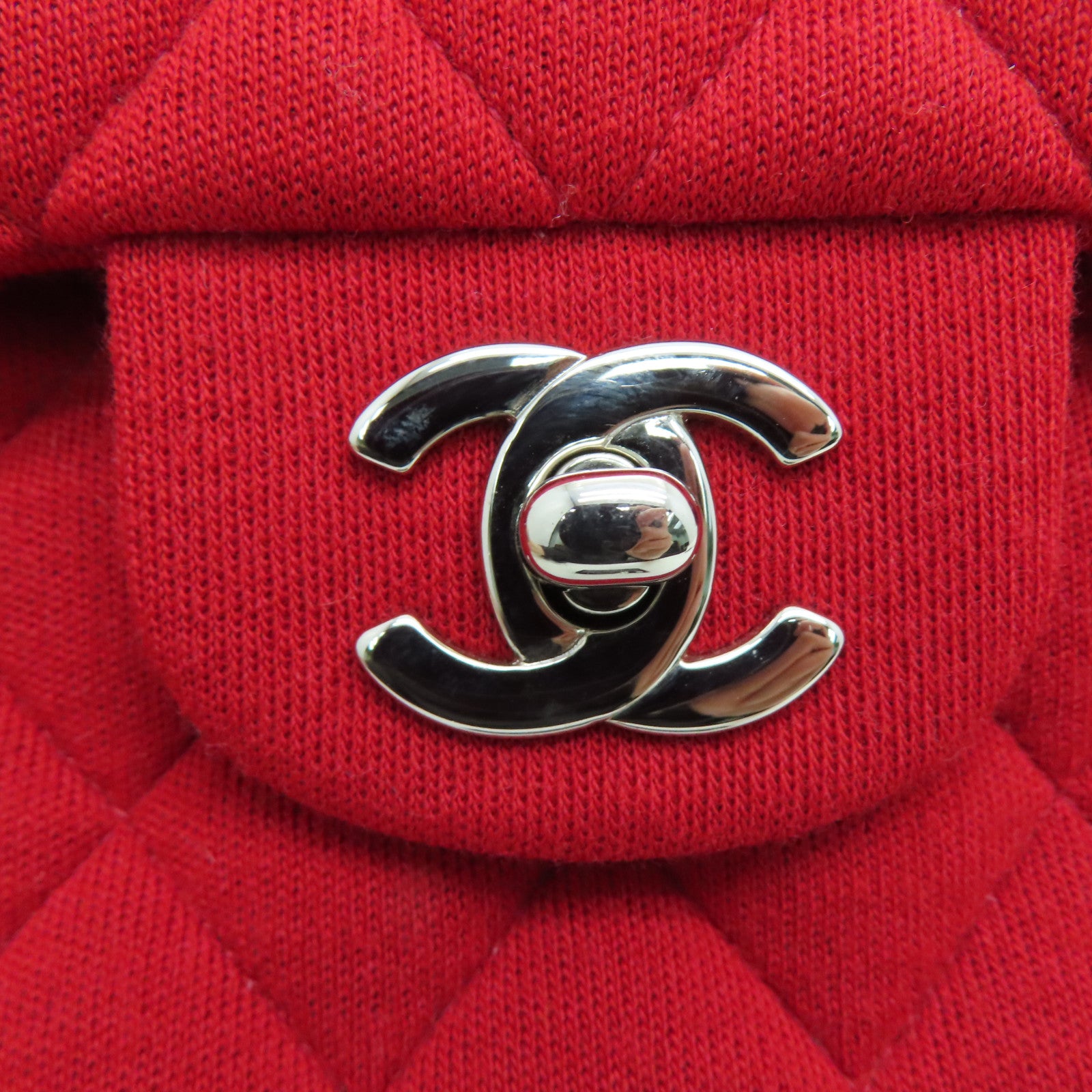CHANEL 【激減優惠】菱格帆布Chain Shoulder Bag銀扣鏈帶肩背袋紅色