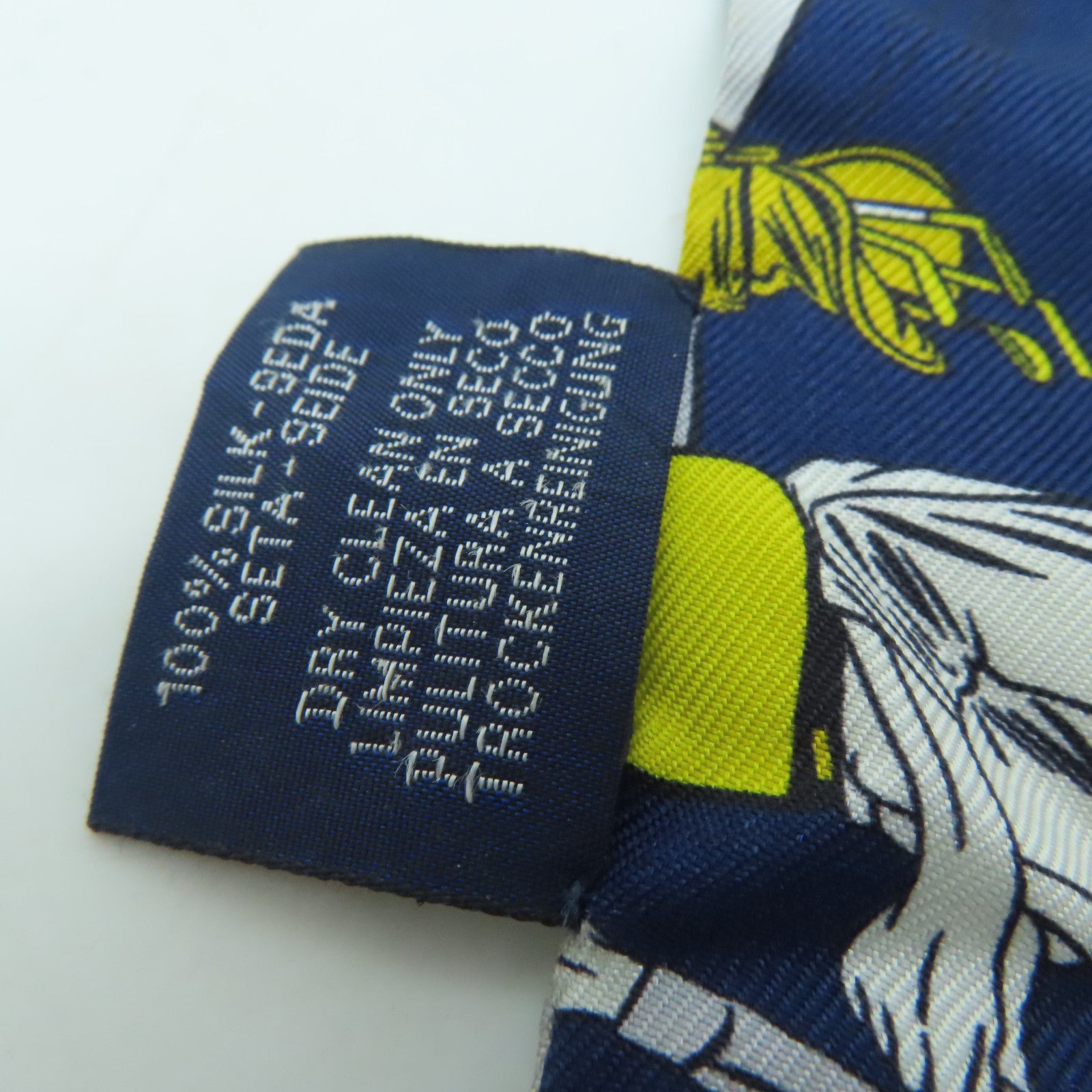 HERMES 絲質Twilly絲巾黃色/灰色