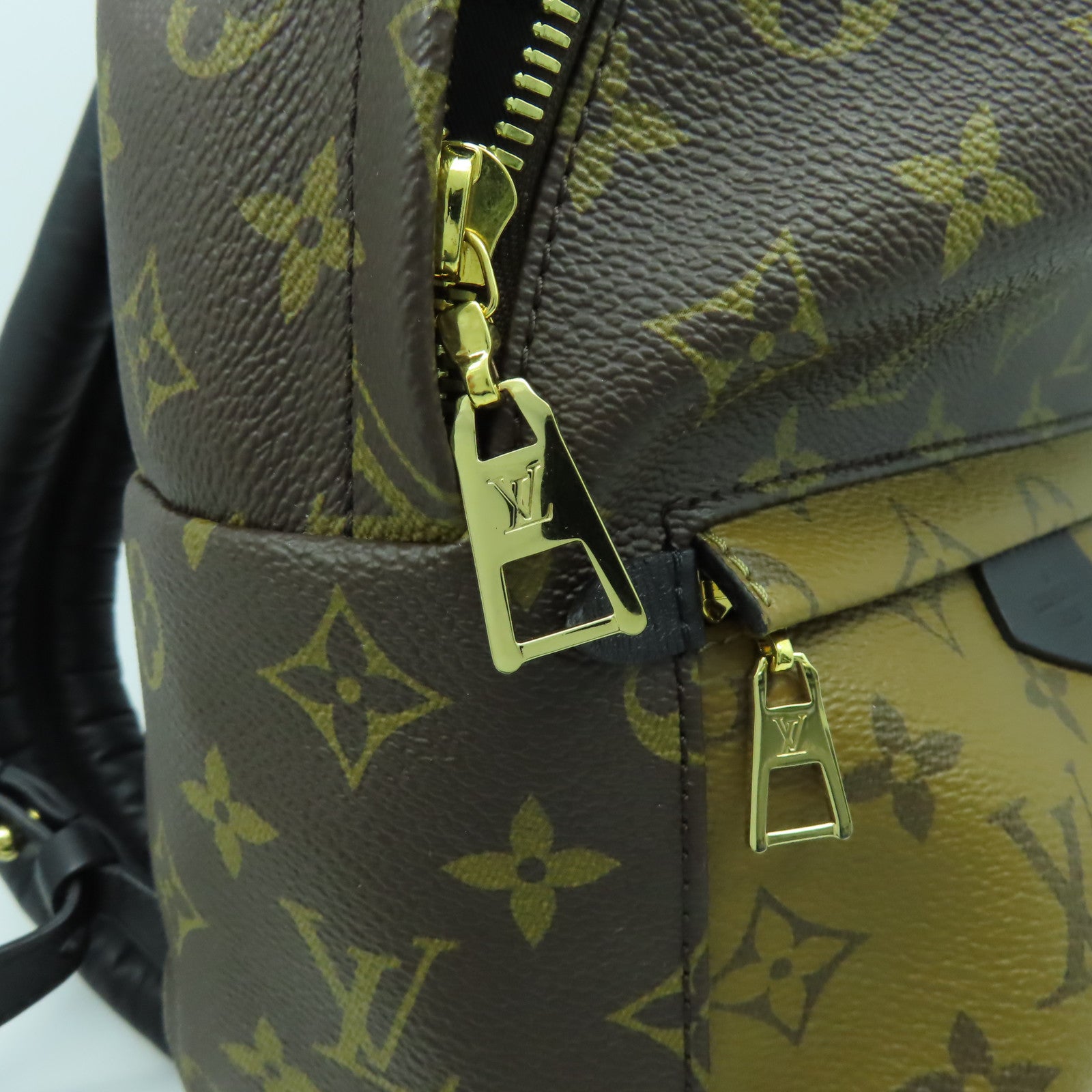 LOUIS VUITTON Monogram Reverse Palm Springs金扣背包啡色