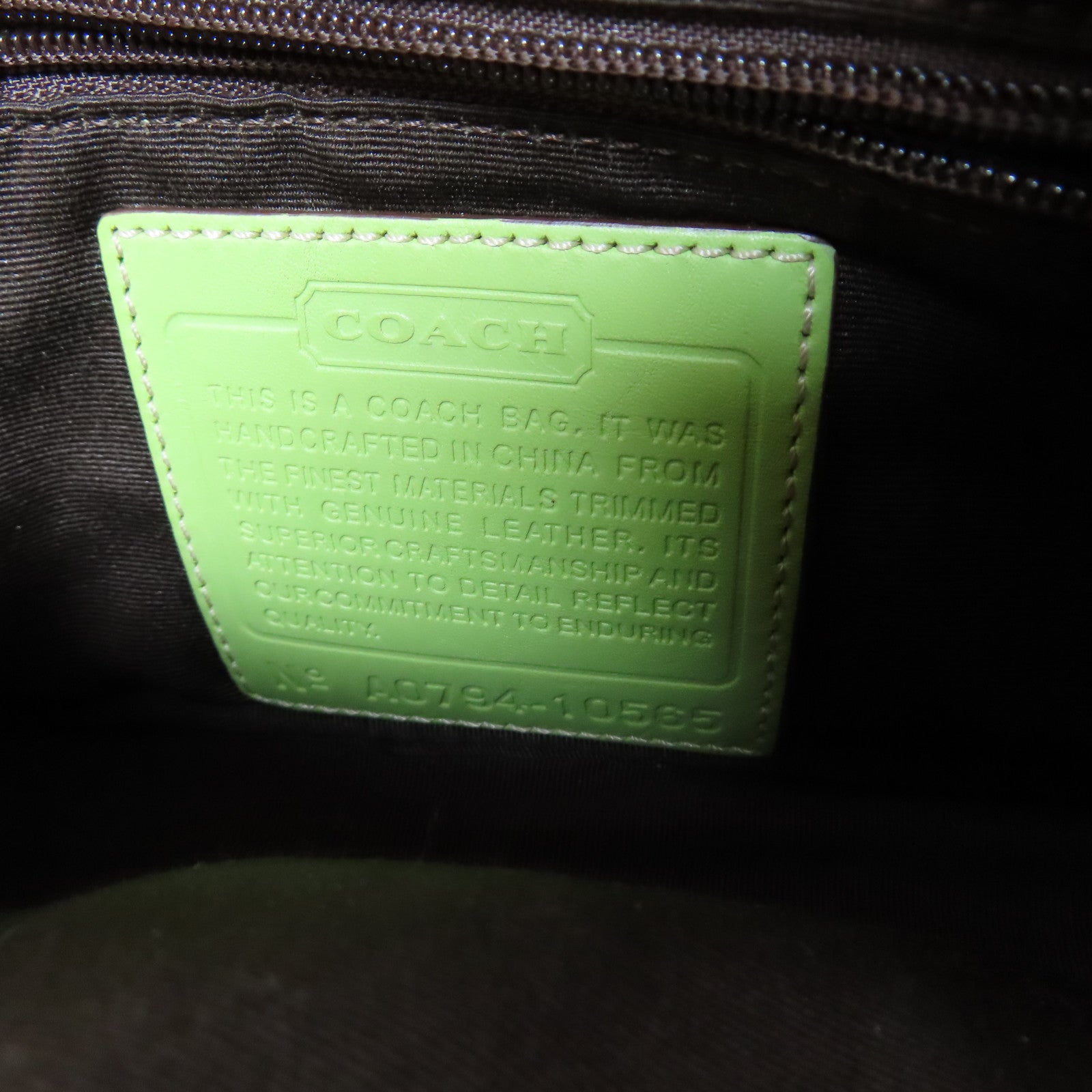 COACH 帆布Shoulder Bag金扣肩背袋綠色/啡色