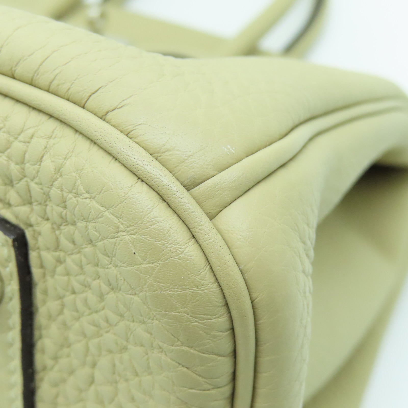 HERMES Clemence皮革Birkin 35银扣手挽袋Trench卡其色