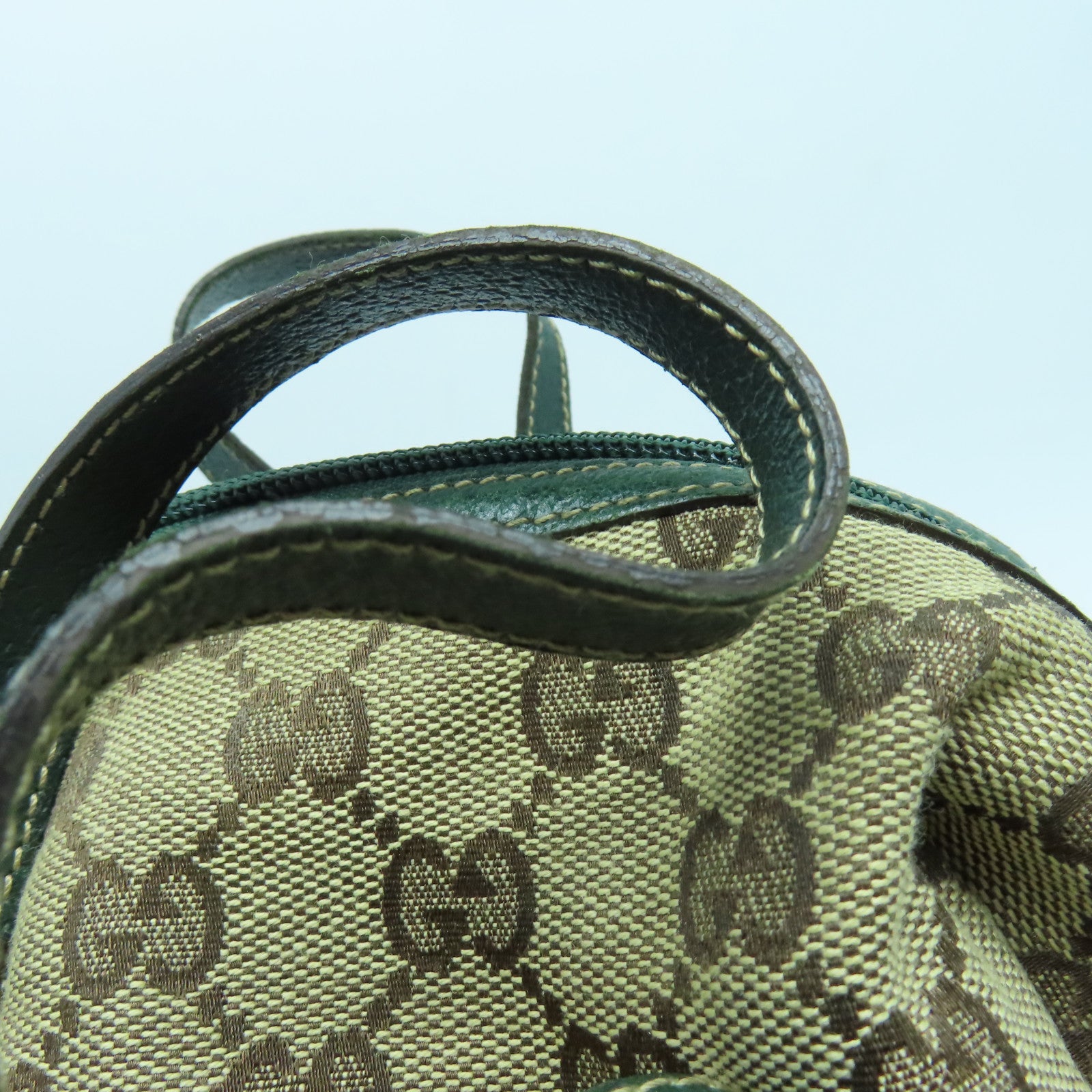 GUCCI 帆布Hand Bag綠扣/金扣手挽袋啡色/綠色