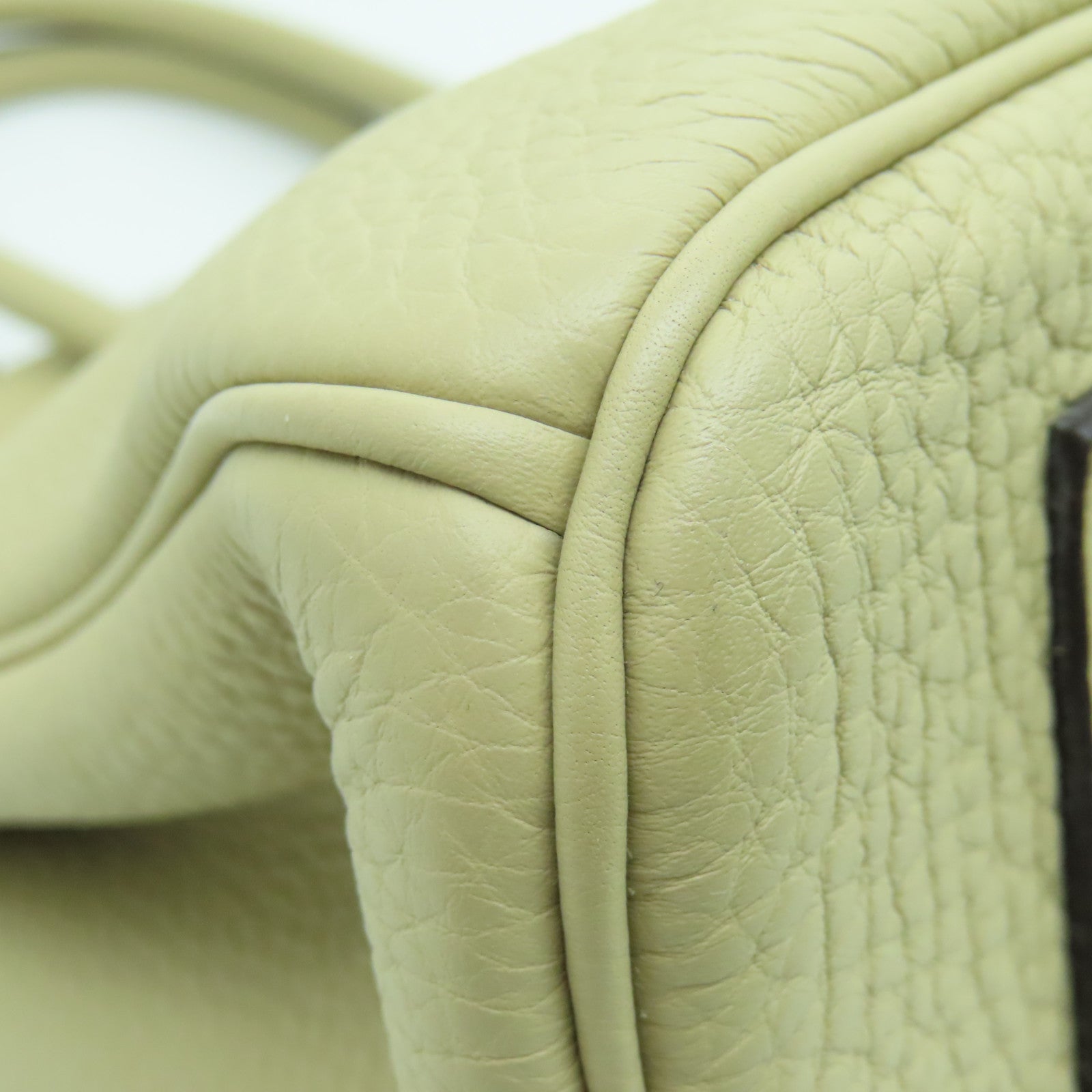 HERMES Clemence皮革Birkin 35银扣手挽袋Trench卡其色