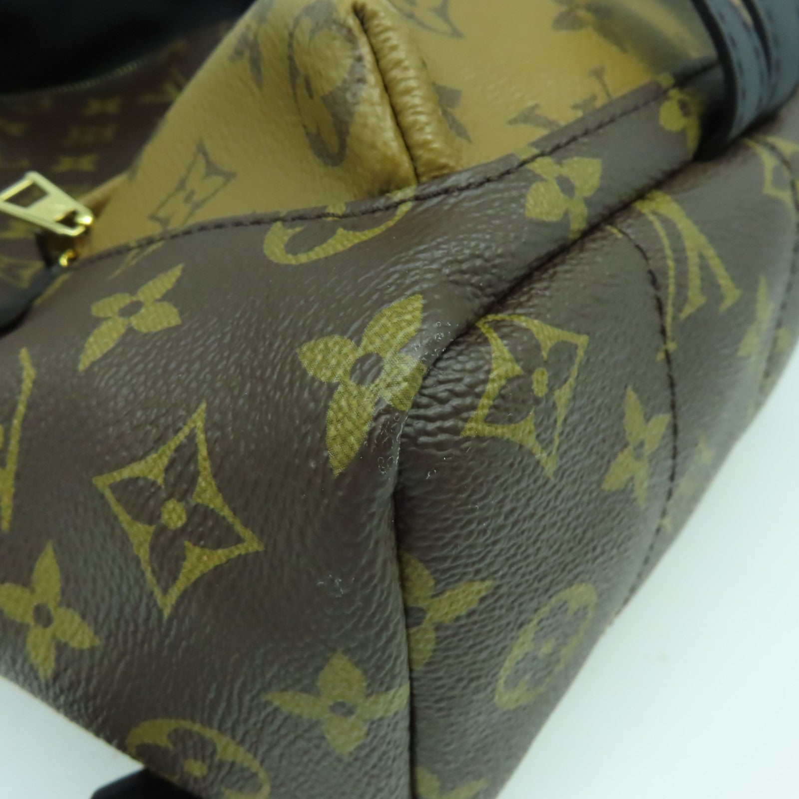 LOUIS VUITTON Monogram Reverse Palm Springs金扣背包啡色