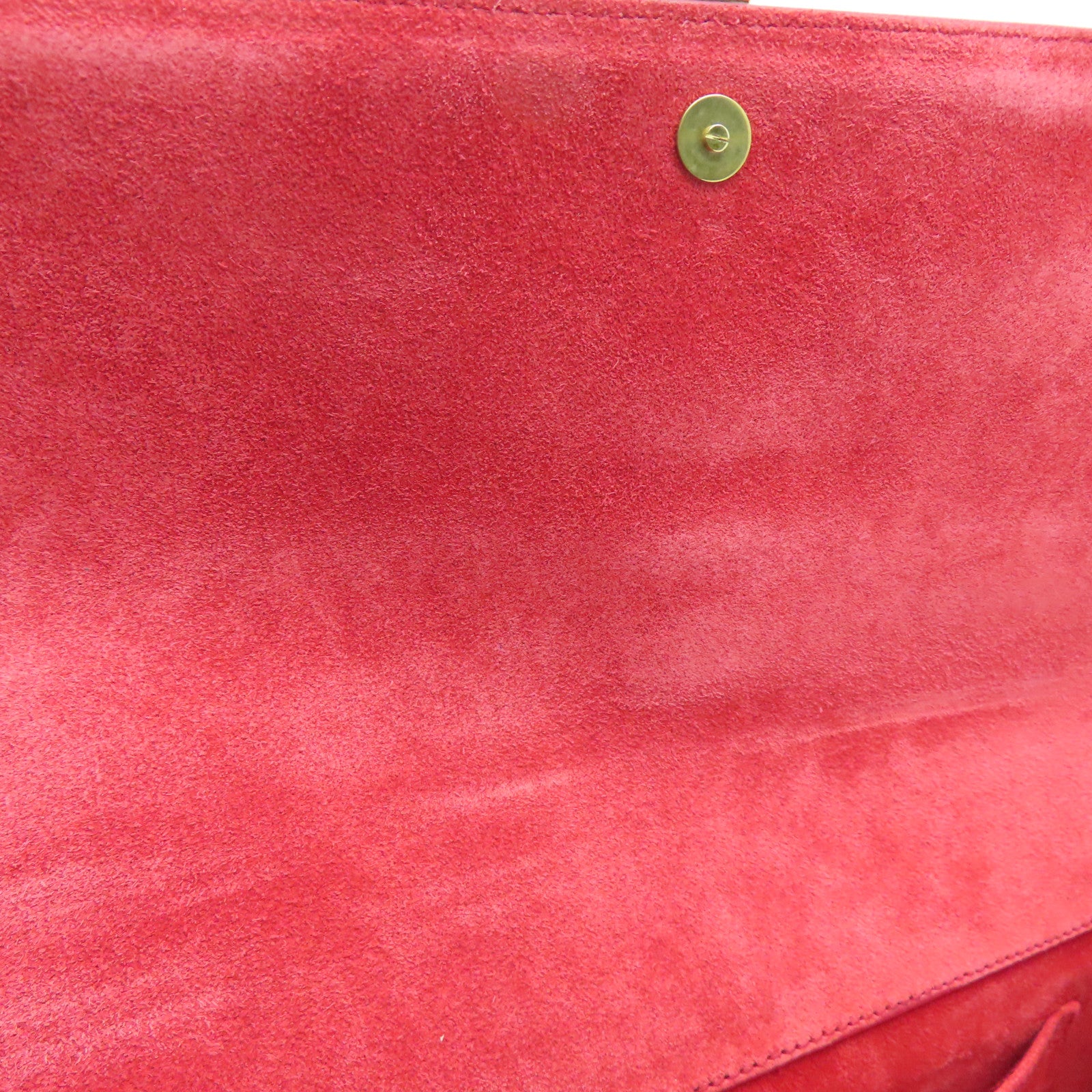 SAINT LAURENT [Sharp Discount] Leather Second Pouch Gold Buckle Clutch Red