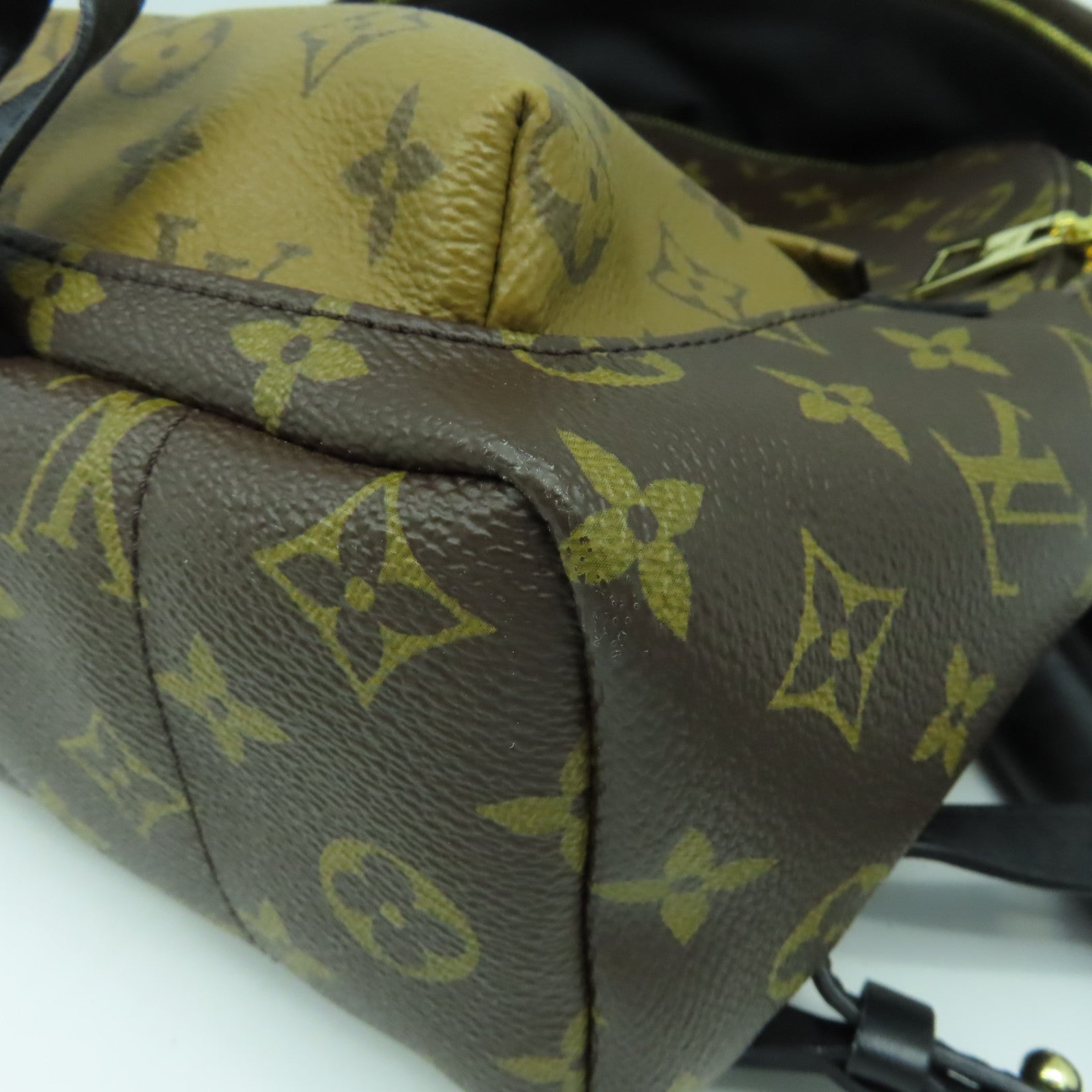 LOUIS VUITTON Monogram Reverse Palm Springs金扣背包啡色