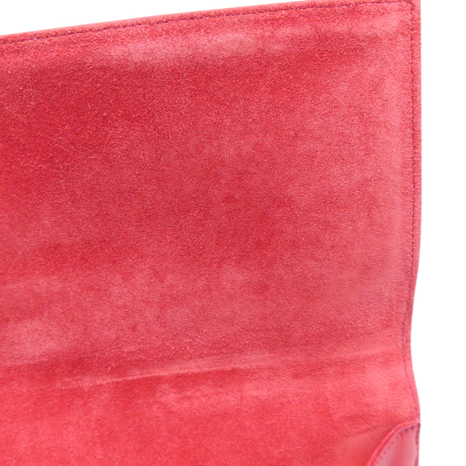 SAINT LAURENT [Sharp Discount] Leather Second Pouch Gold Buckle Clutch Red