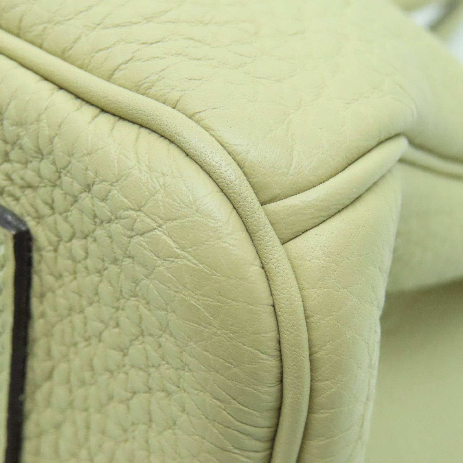 HERMES Clemence皮革Birkin 35银扣手挽袋Trench卡其色