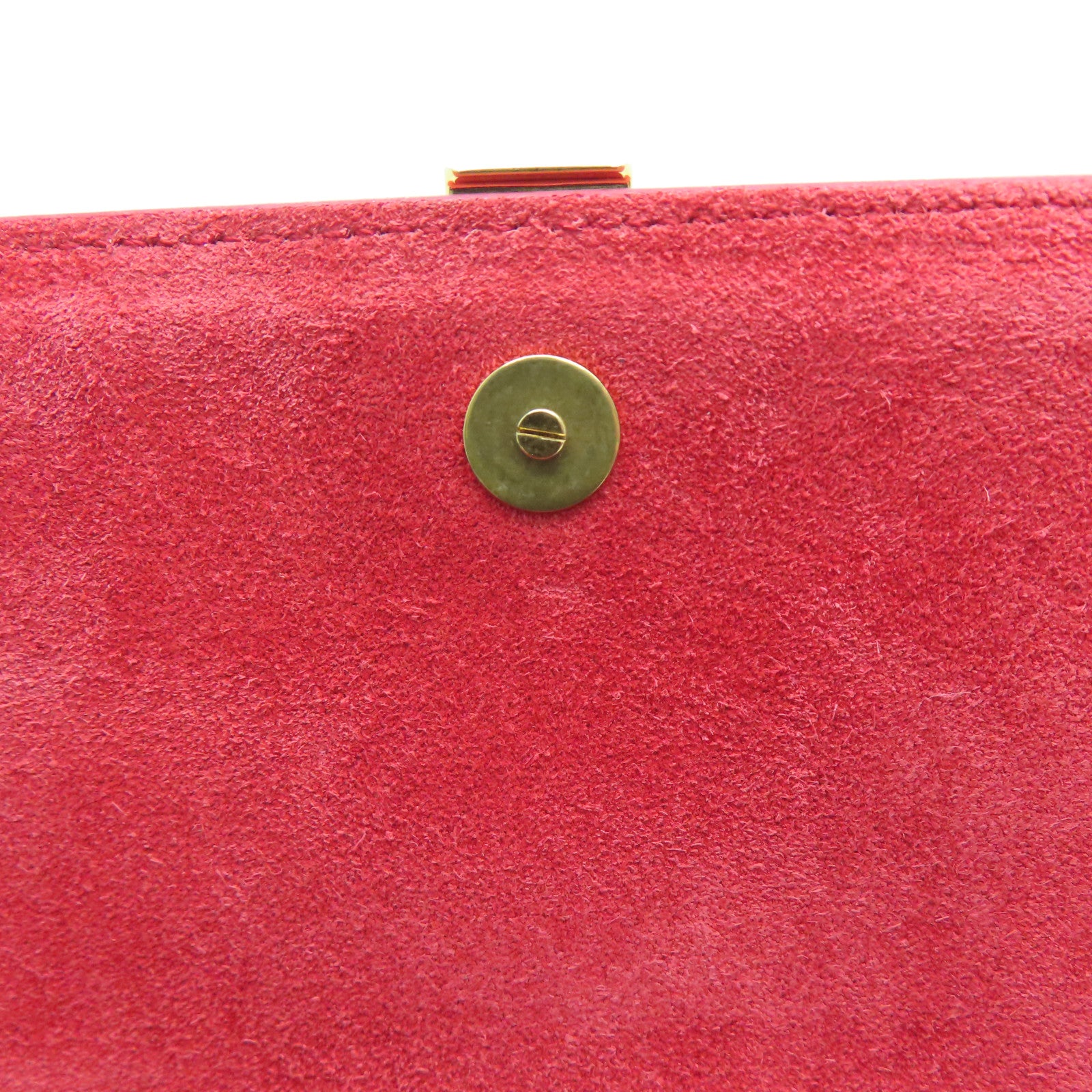 SAINT LAURENT [Sharp Discount] Leather Second Pouch Gold Buckle Clutch Red