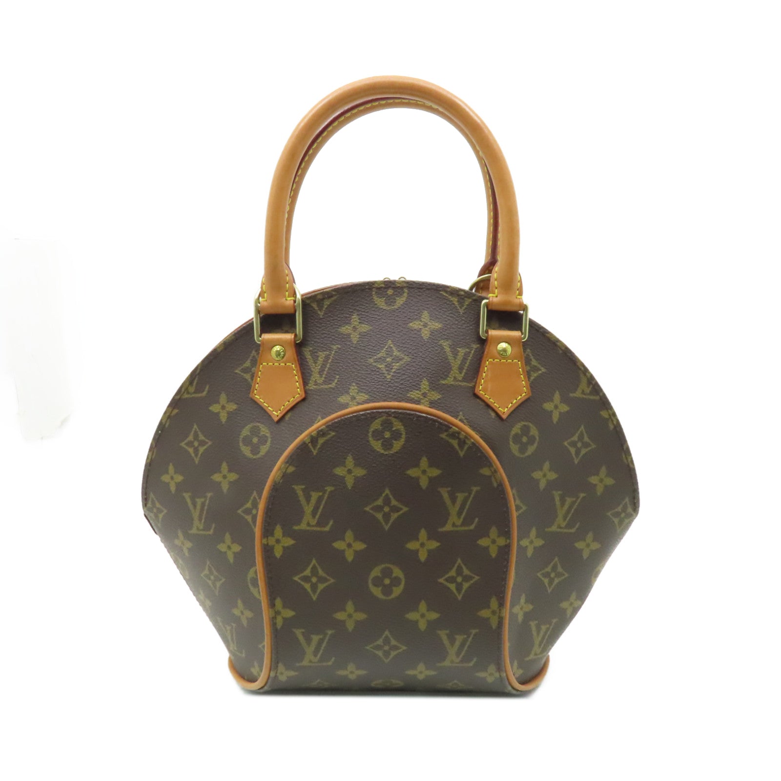 LOUIS VUITTON Monogram Elipse PM金扣手挽袋棕色