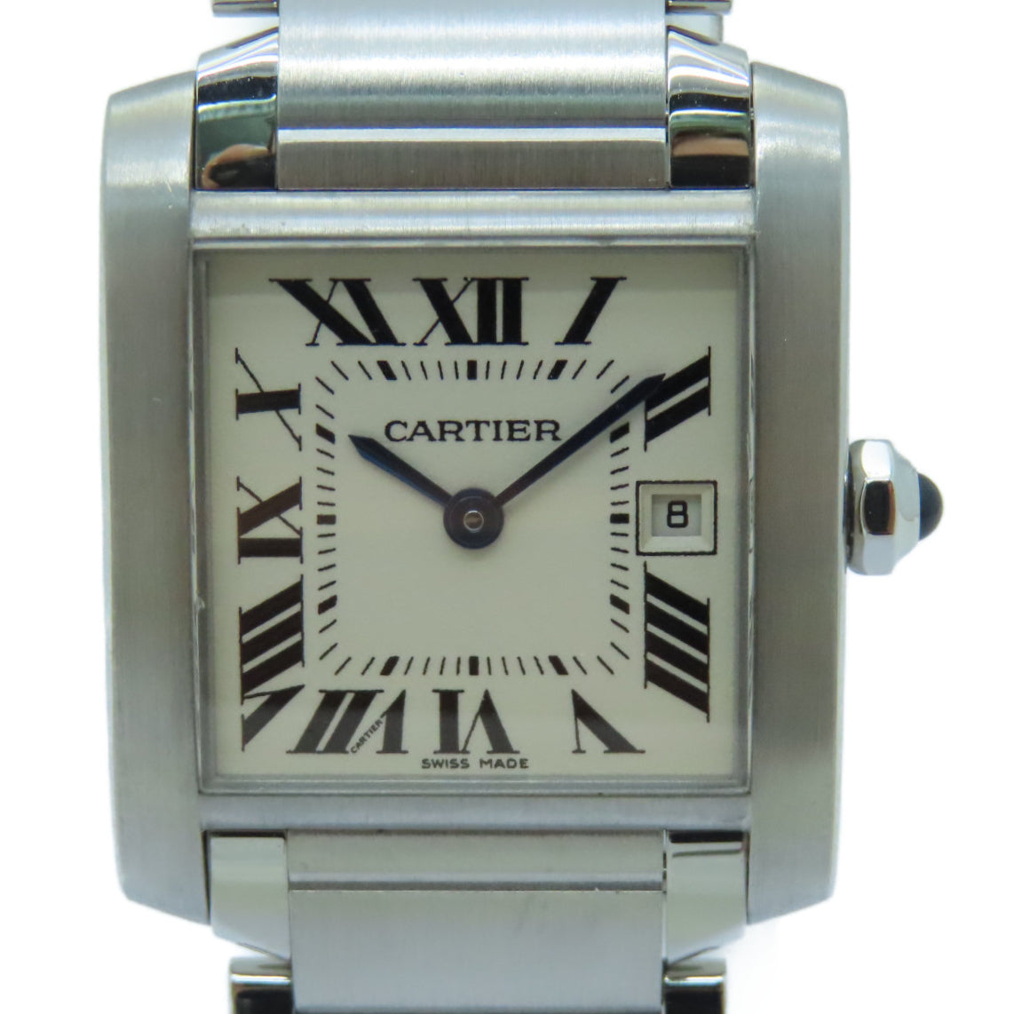 CARTIER Tank Francaise Stainless Steel Watch Quartz Movement White