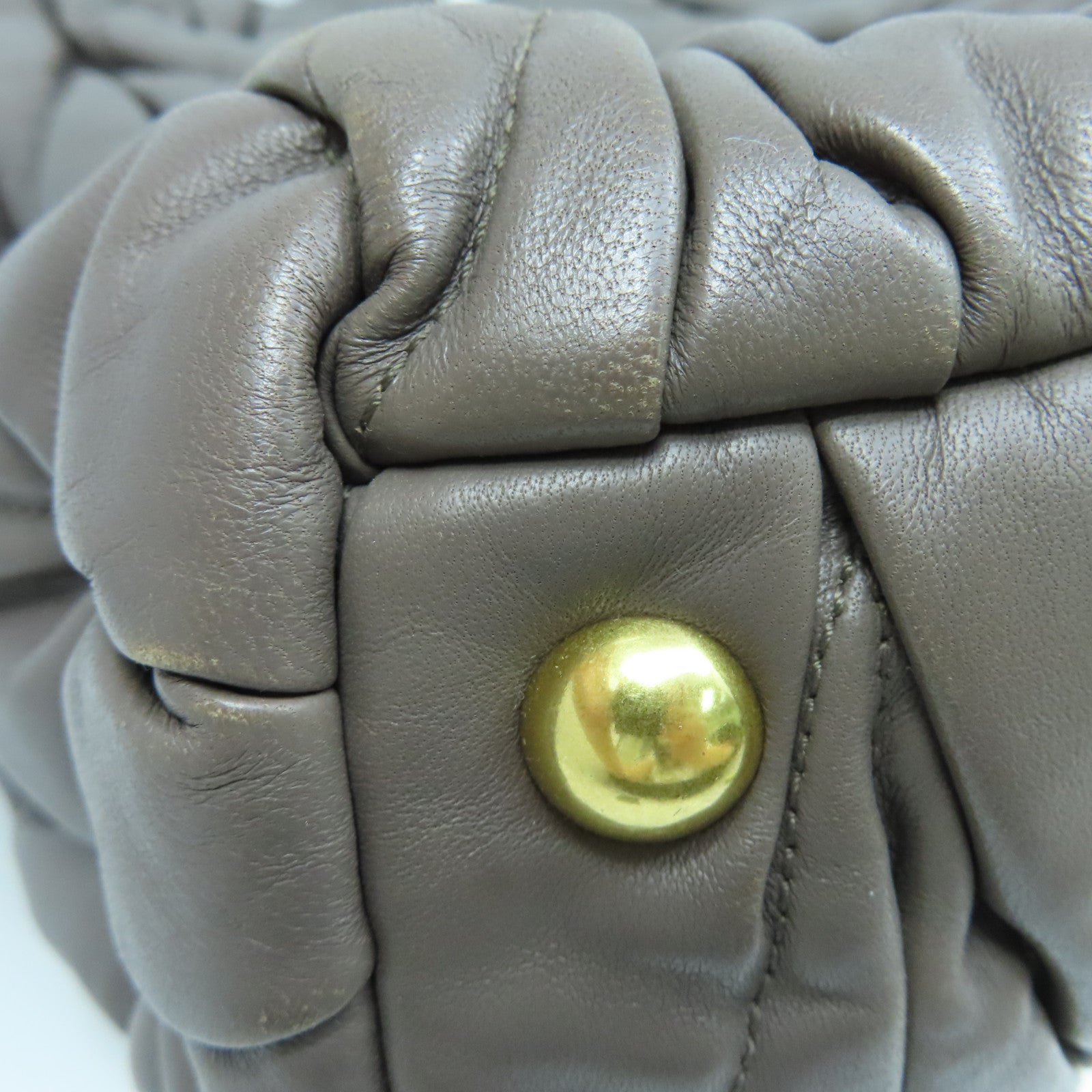 Miu Miu sheepskin leather Handbag gold buckle handle bag brown