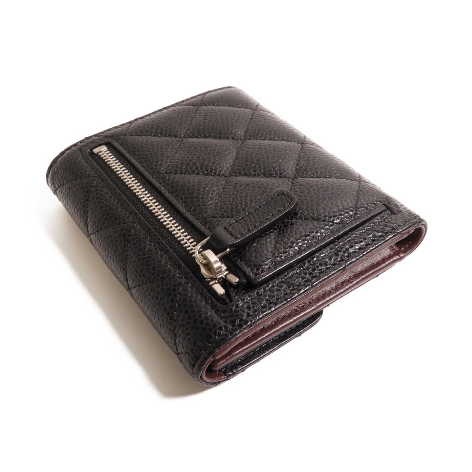 CHANEL 菱格牛皮皮革Classic Wallet銀扣錢包黑色