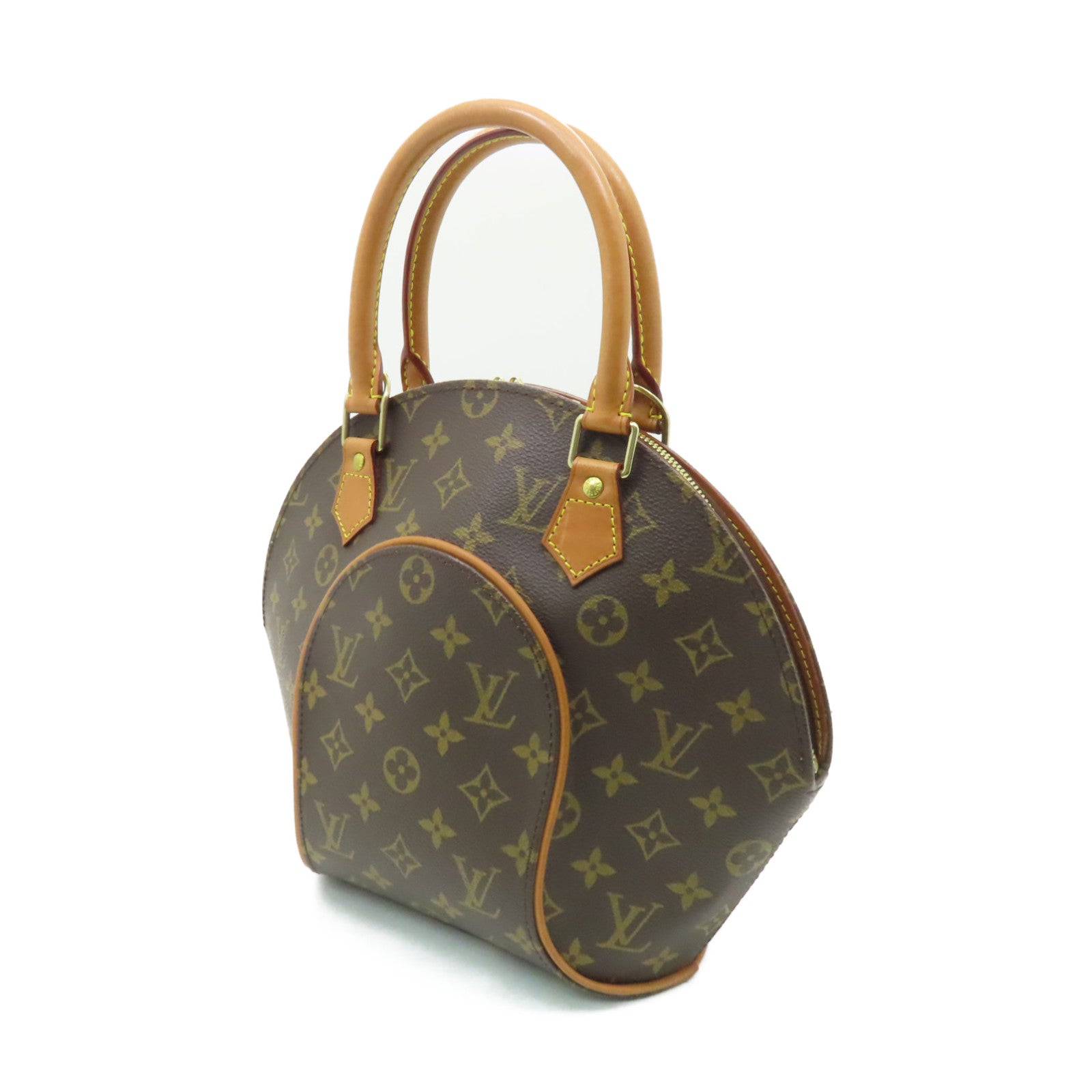 LOUIS VUITTON Monogram Elipse PM金扣手挽袋棕色