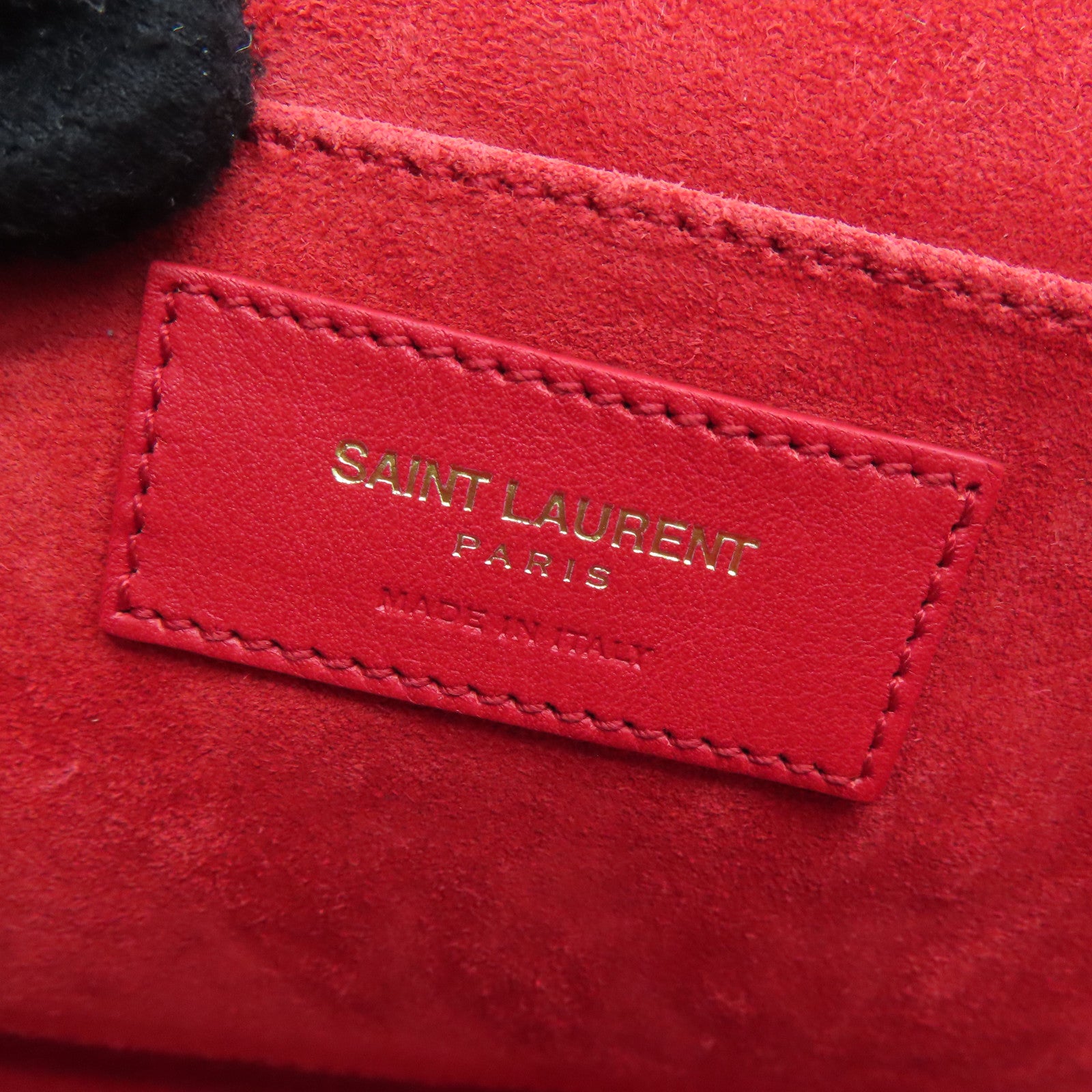 SAINT LAURENT [Sharp Discount] Leather Second Pouch Gold Buckle Clutch Red