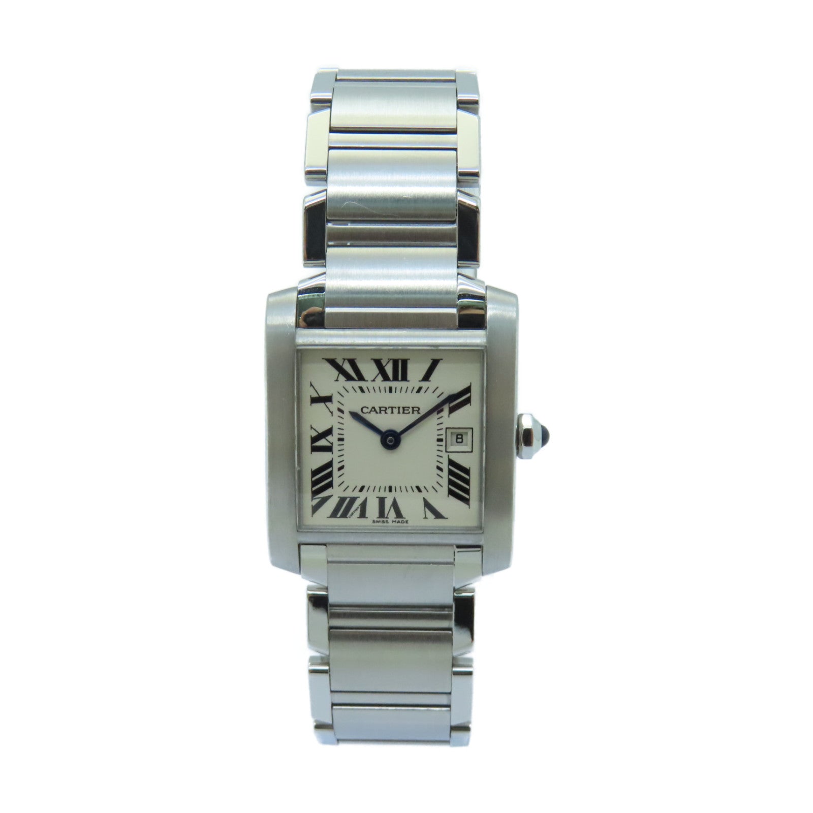 CARTIER Tank Francaise Stainless Steel Watch Quartz Movement White