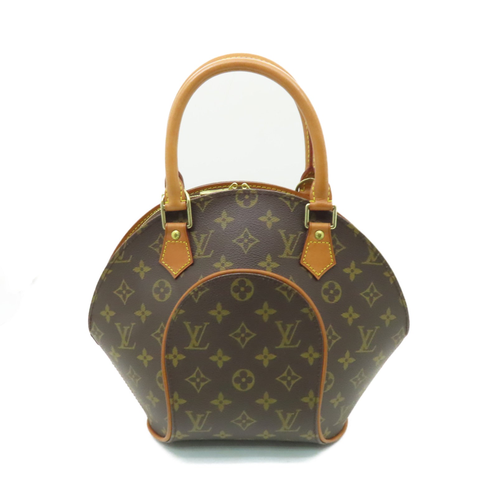 LOUIS VUITTON Monogram Elipse PM金扣手挽袋棕色