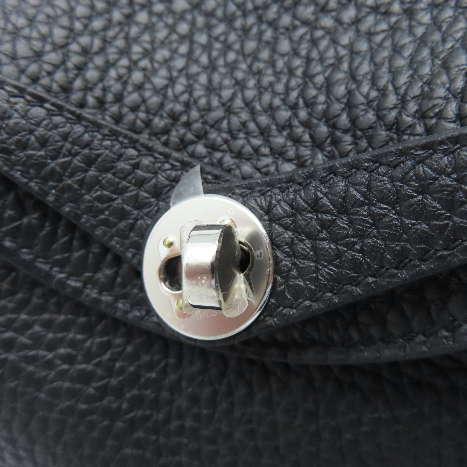 HERMES Taurillon Clemence皮革Mini Lindy銀扣手挽肩背兩用袋黑色