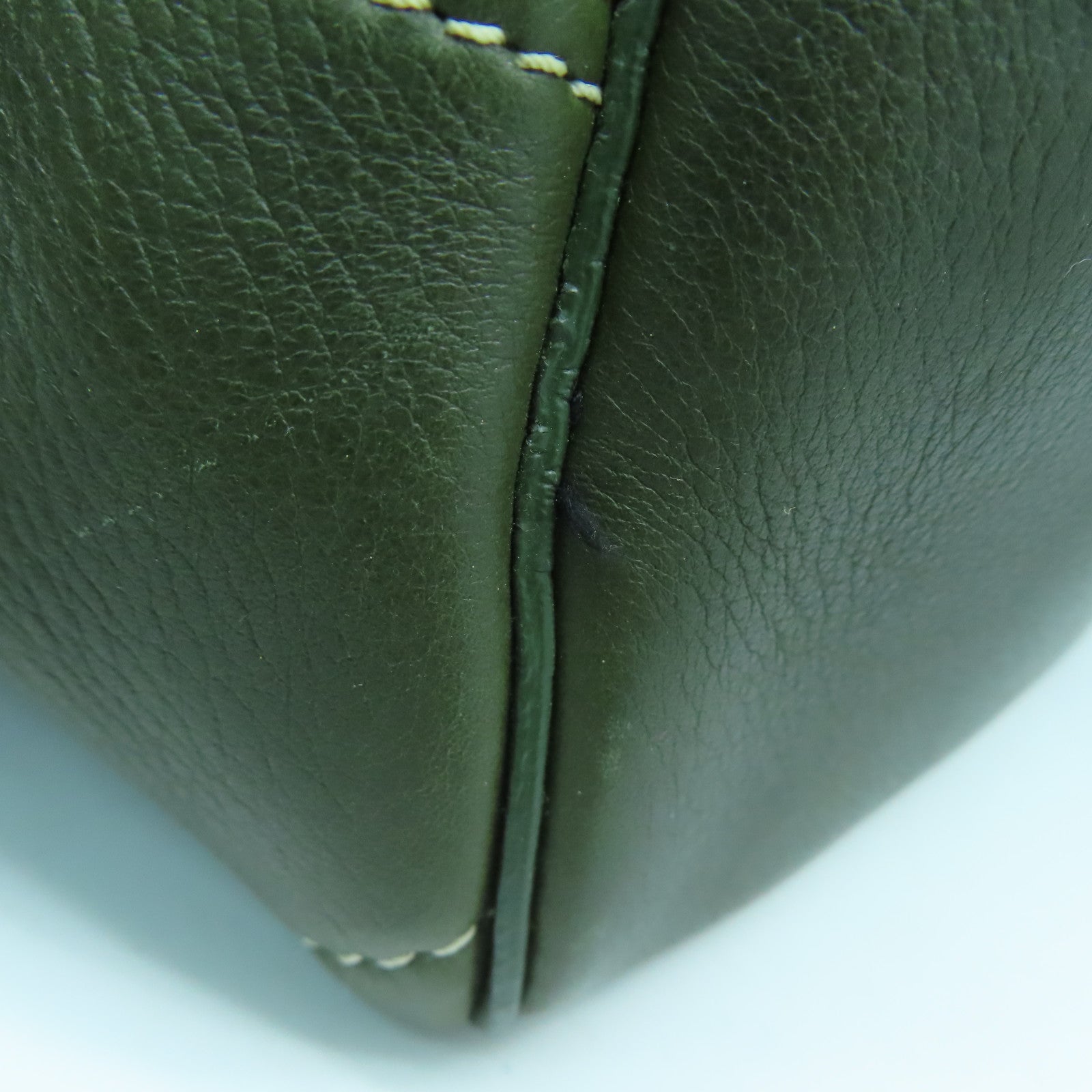 CELINE 牛皮皮革Tote Bag銀扣手挽袋綠色
