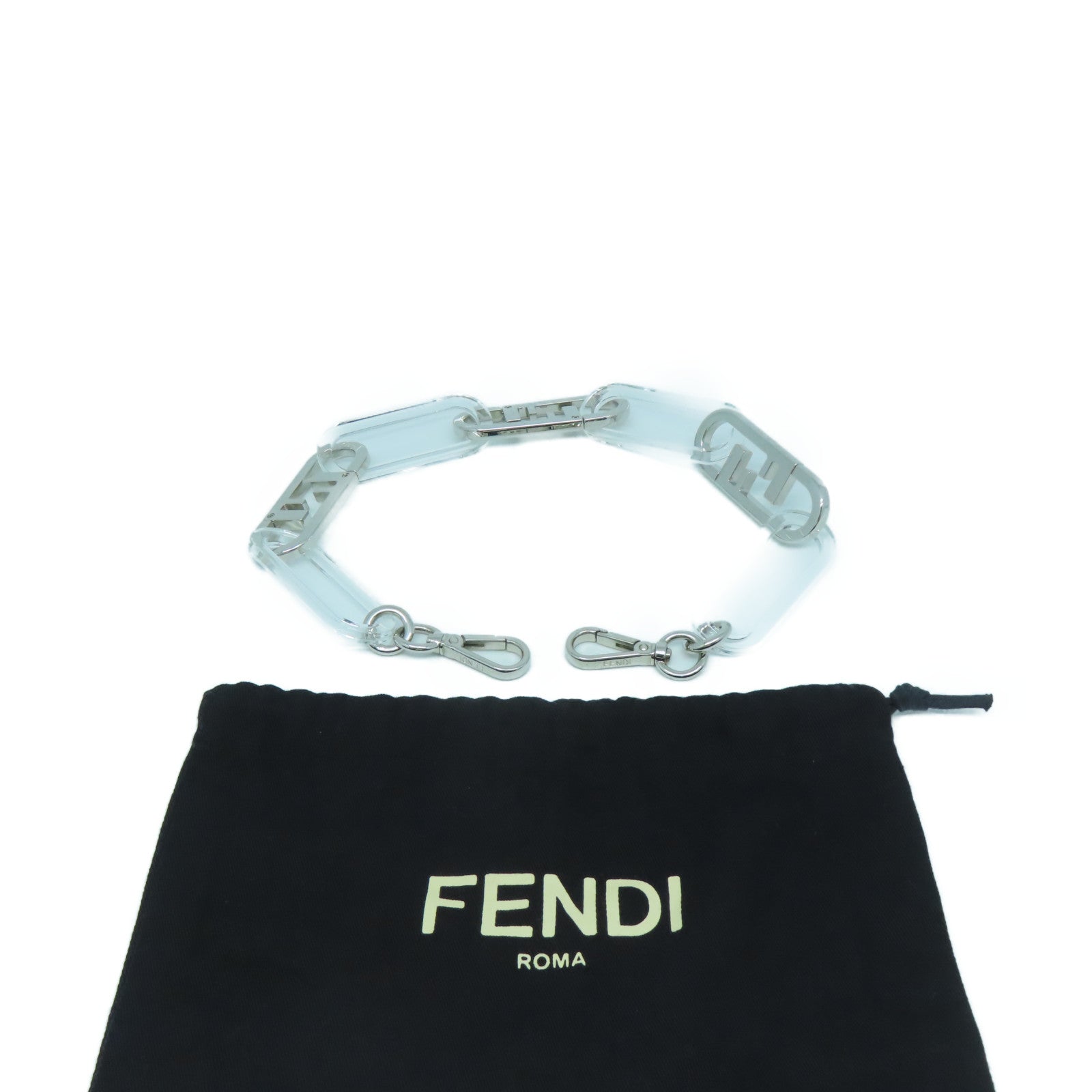 FENDI PVC Strap銀扣肩背帶銀色/透明