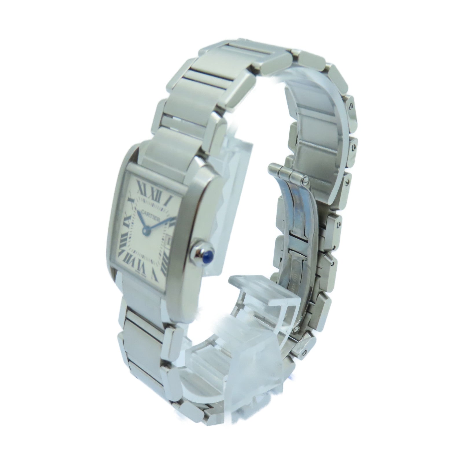 CARTIER Tank Francaise Stainless Steel Watch Quartz Movement White