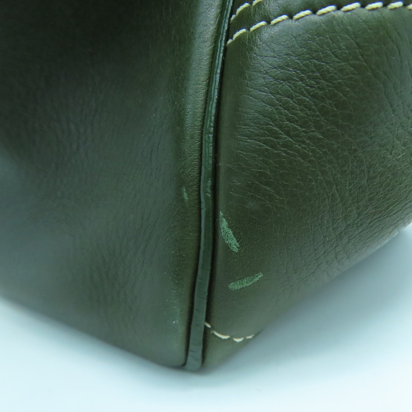 CELINE 牛皮皮革Tote Bag銀扣手挽袋綠色