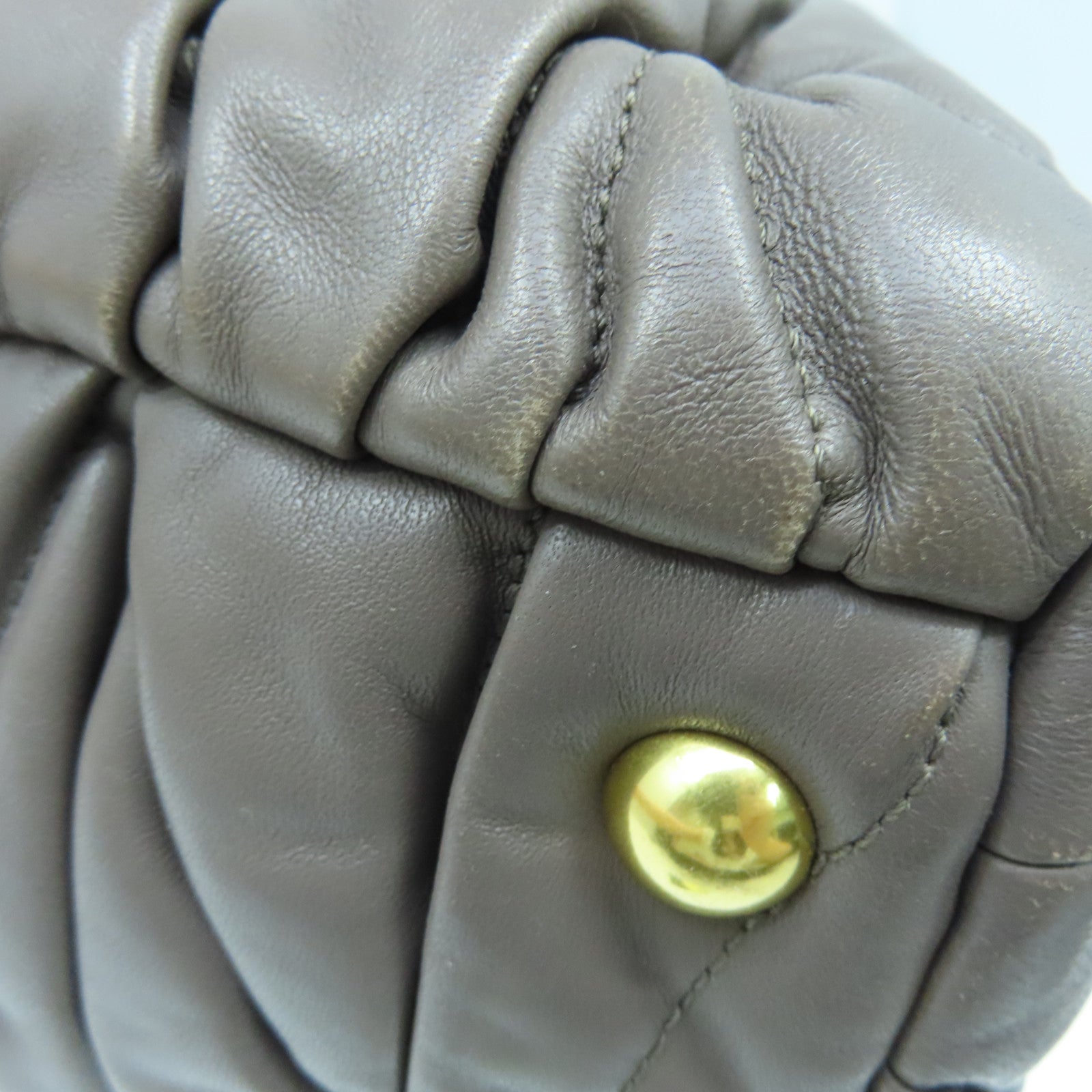Miu Miu sheepskin leather Handbag gold buckle handle bag brown