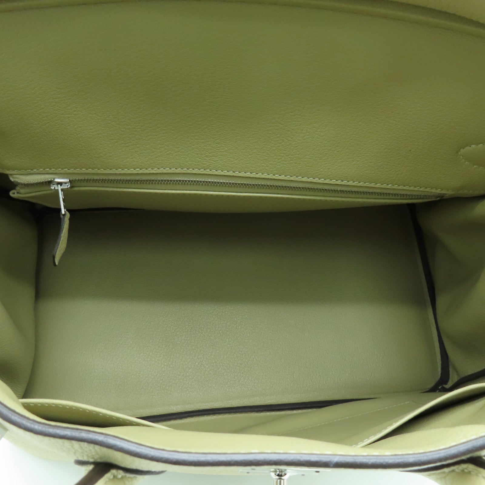 HERMES Clemence皮革Birkin 35银扣手挽袋Trench卡其色
