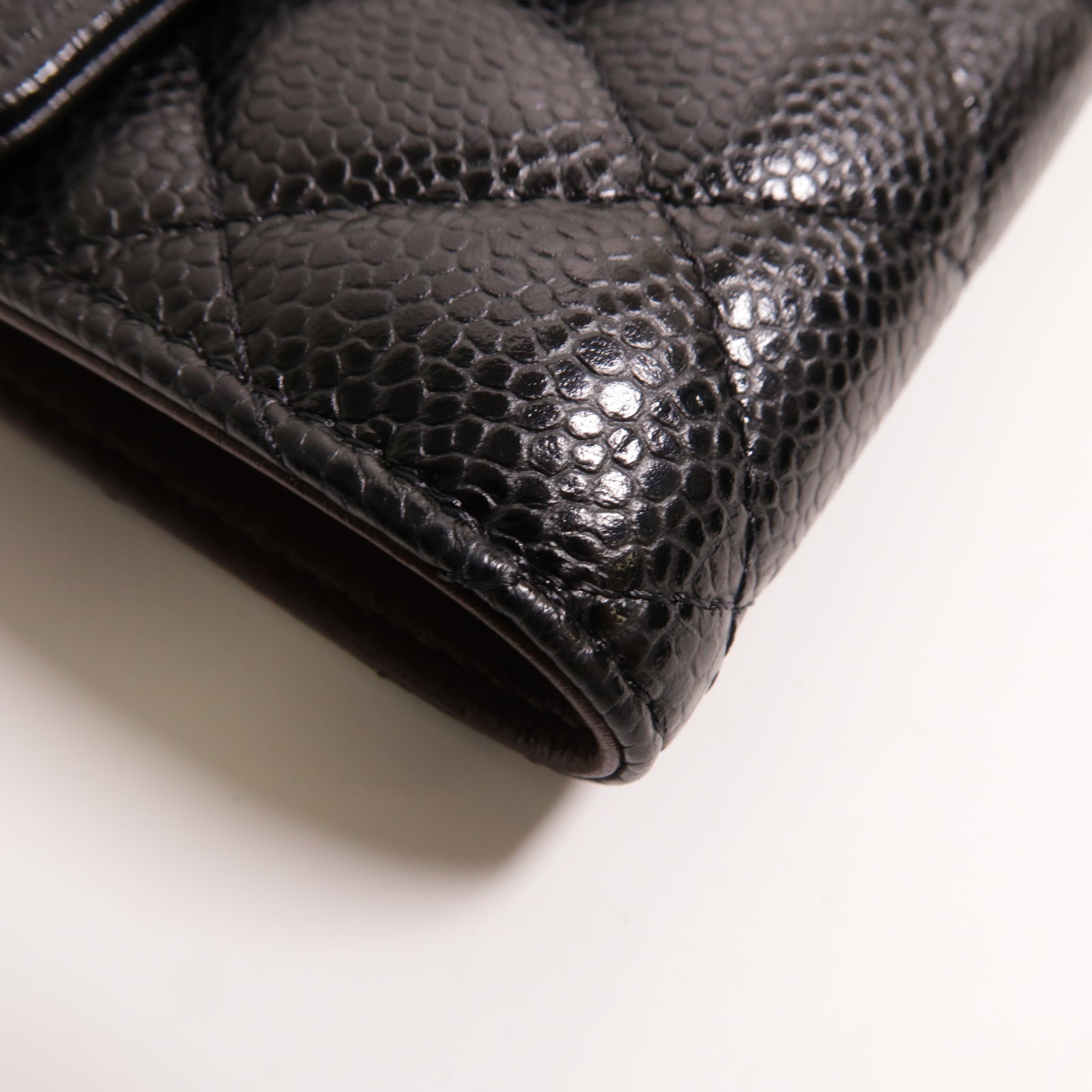 CHANEL 菱格牛皮皮革Classic Wallet銀扣錢包黑色