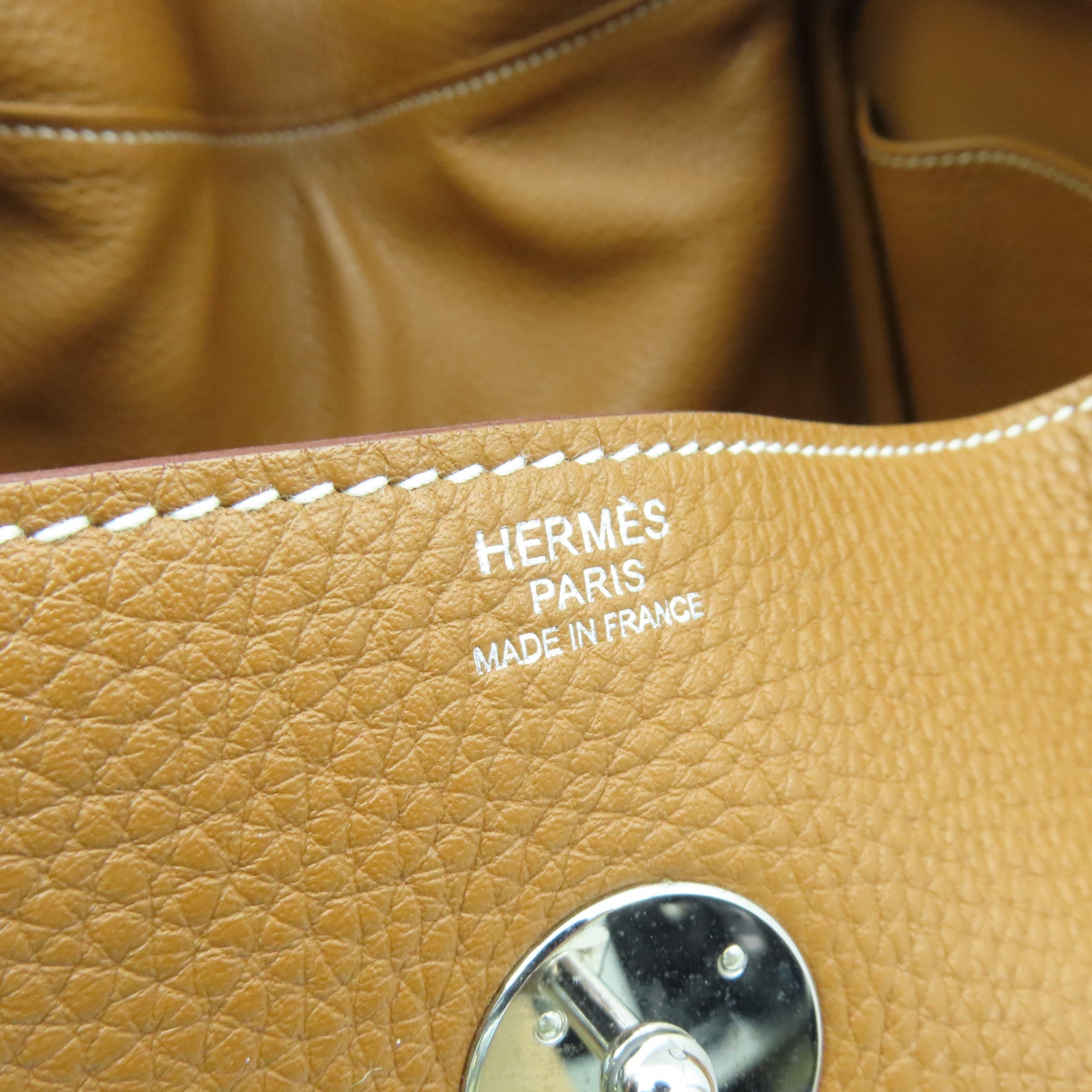 HERMES Clemence皮革Lindy 30銀扣手挽肩背兩用袋啡色