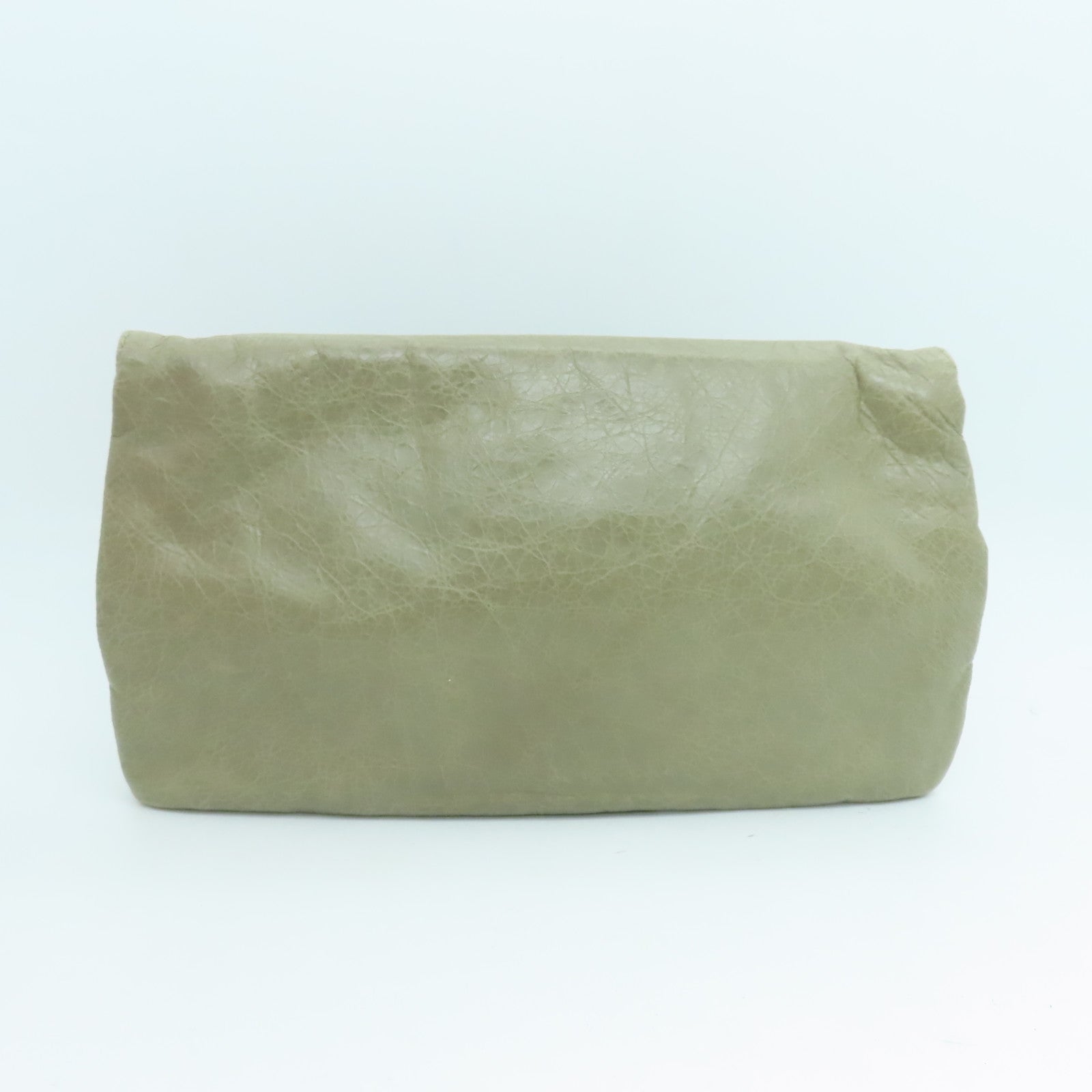 BALENCIAGA 皮革Clutch Bag金扣手拿包米色