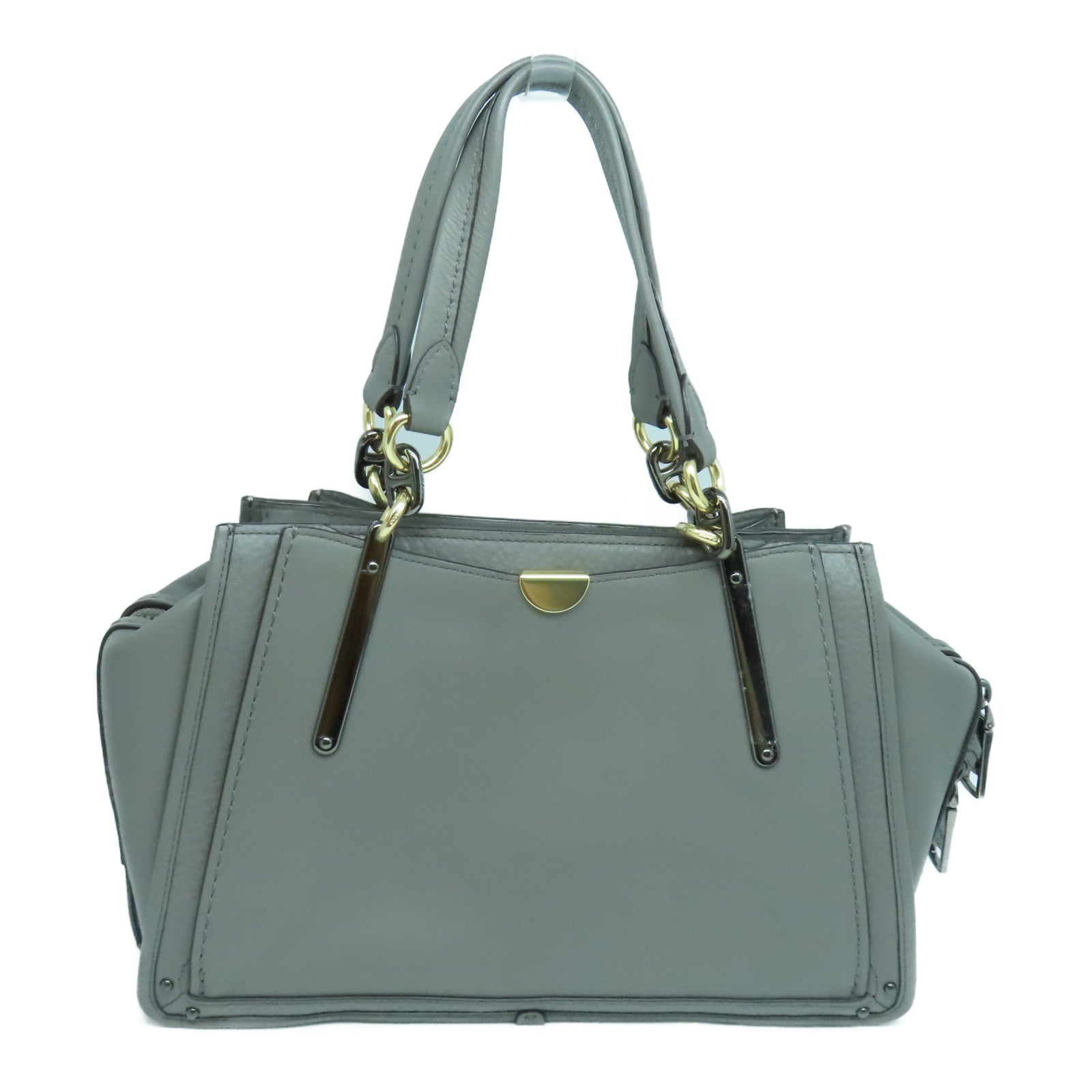 COACH 【激減優惠】牛皮皮革2 Way Shoulder金扣/黑扣手挽肩背兩用袋灰色