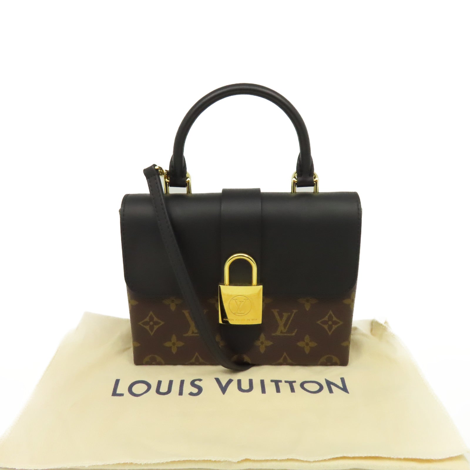 LOUIS VUITTON Monogram Lockit BB 2Way Shoulder Bag金扣手挽肩兩用袋啡色/黑色