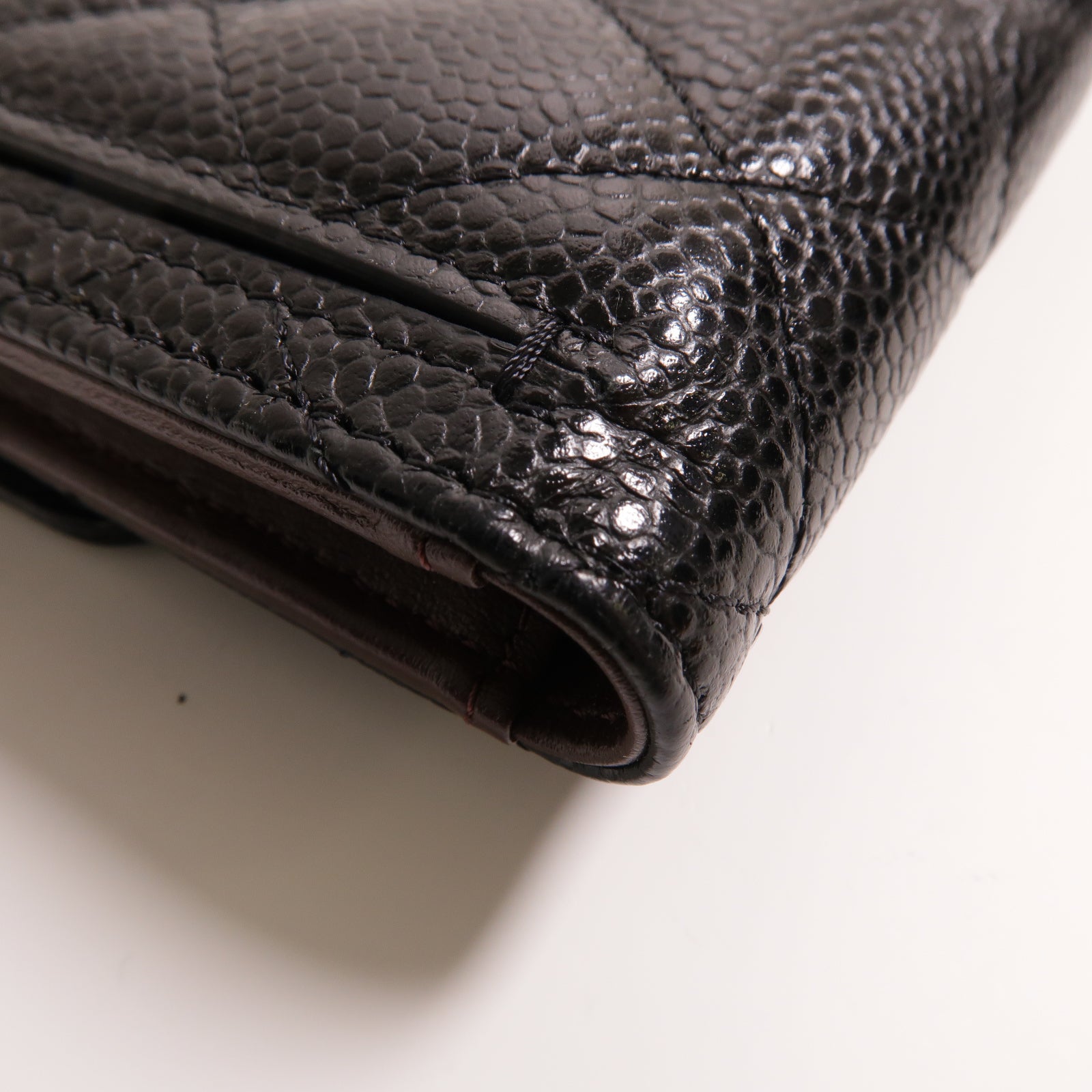 CHANEL 菱格牛皮皮革Classic Wallet銀扣錢包黑色