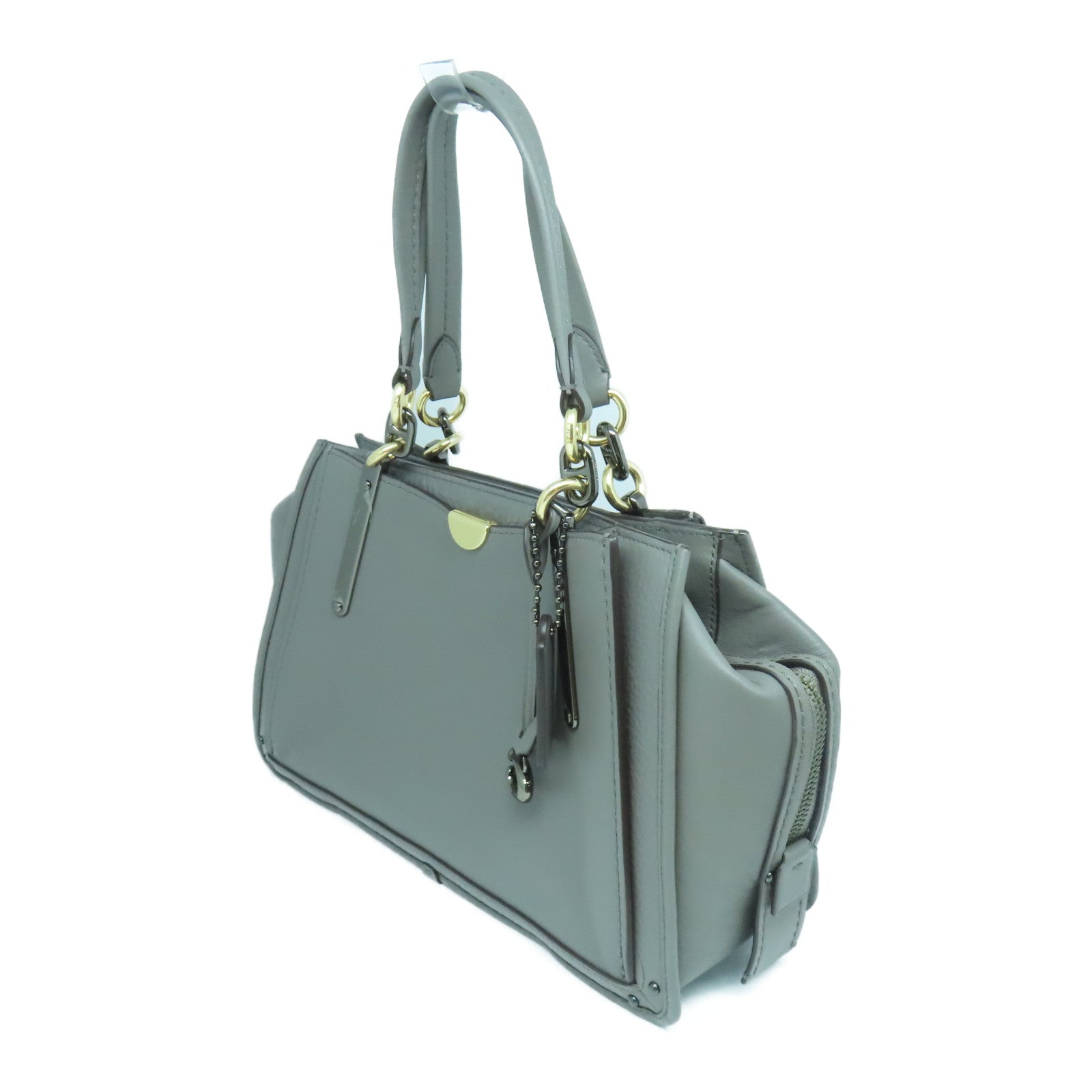 COACH 【激減優惠】牛皮皮革2 Way Shoulder金扣/黑扣手挽肩背兩用袋灰色