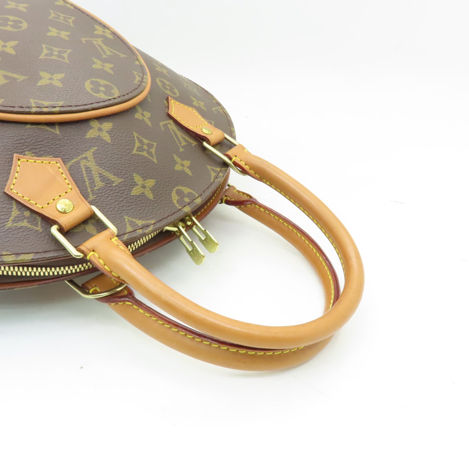 LOUIS VUITTON Monogram Elipse PM金扣手挽袋棕色