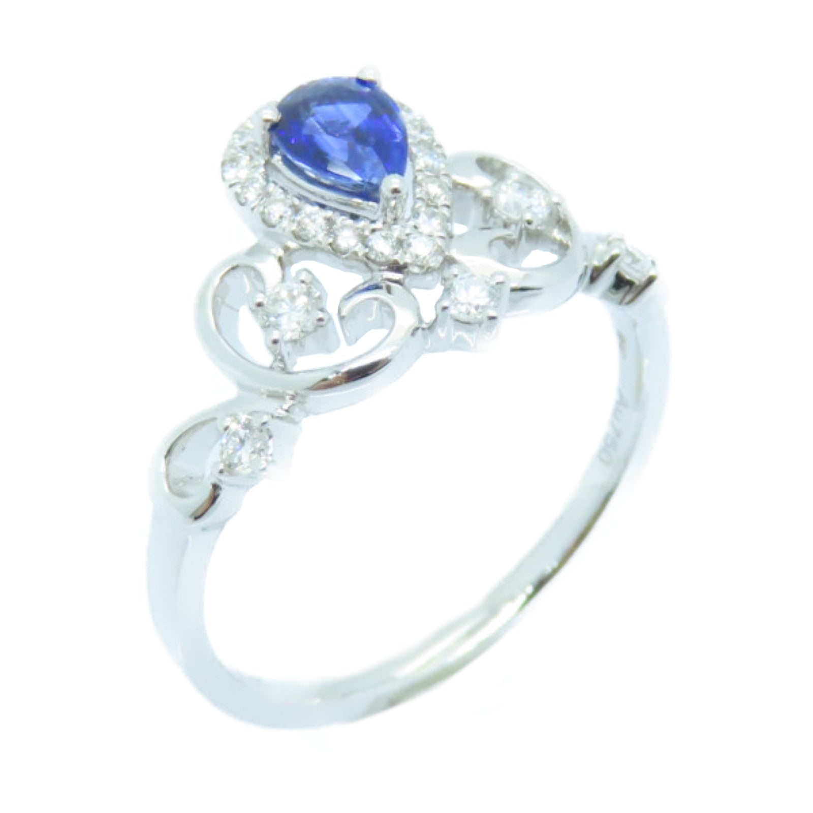 JEWELRY 【激減優惠】18K白金Sapphire Ring藍寶石戒指US#5.5