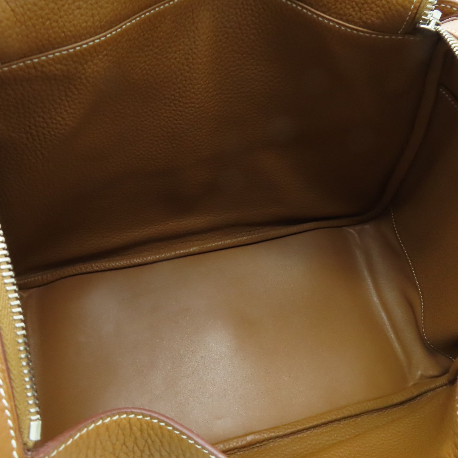 HERMES Clemence皮革Lindy 34銀扣手挽肩背兩用袋經典駝色