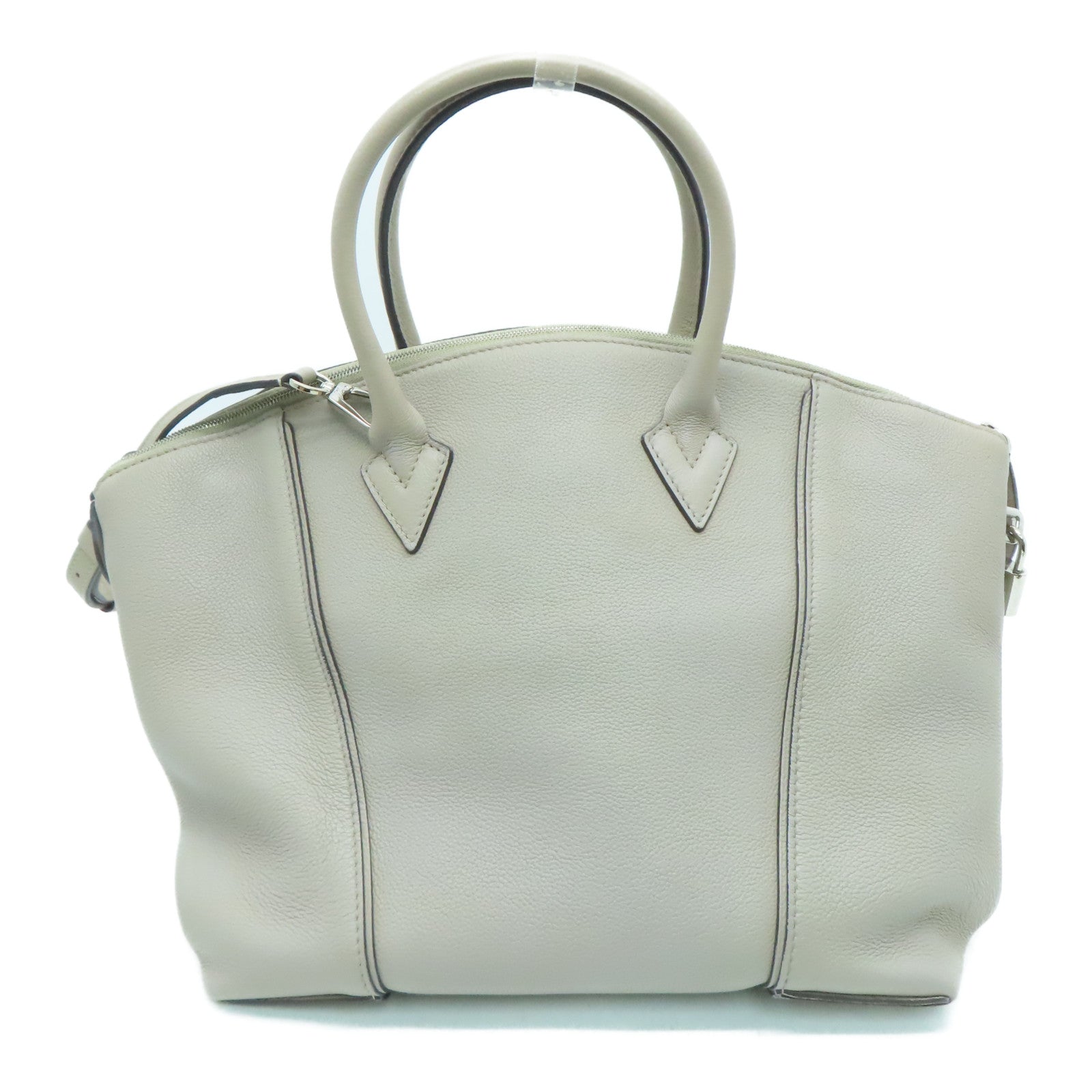 LOUIS VUITTON [Sharp Discount] Cowhide Leather Soft Lockit Silver Buckle Handle Shoulder Back Dual-purpose Bag Gray Brown