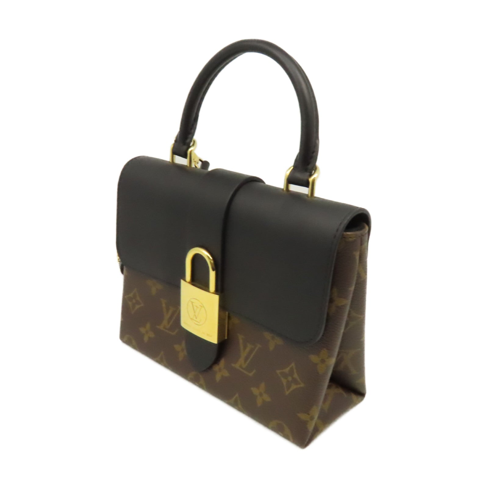 LOUIS VUITTON Monogram Lockit BB 2Way Shoulder Bag金扣手挽肩兩用袋啡色/黑色