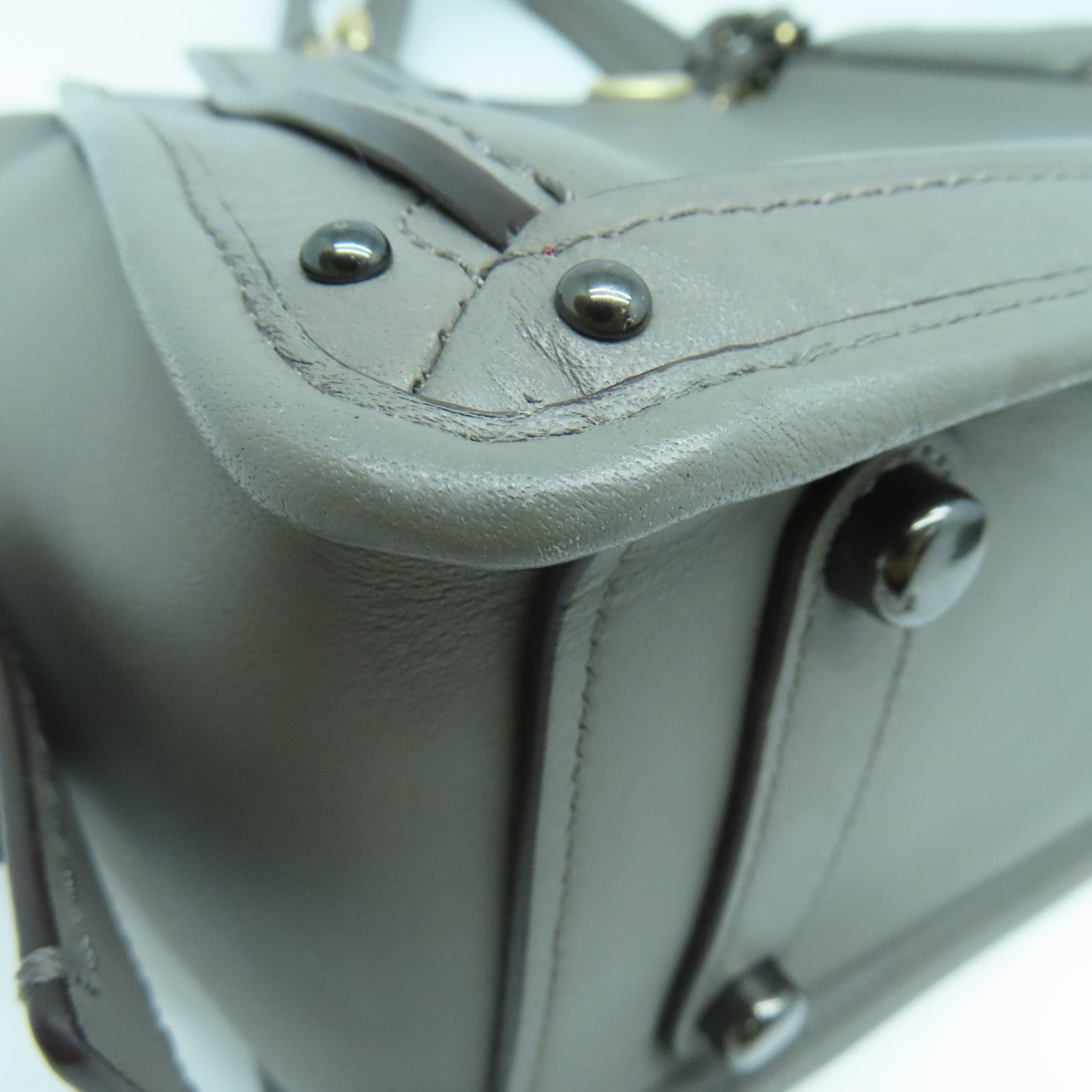 COACH 【激減優惠】牛皮皮革2 Way Shoulder金扣/黑扣手挽肩背兩用袋灰色