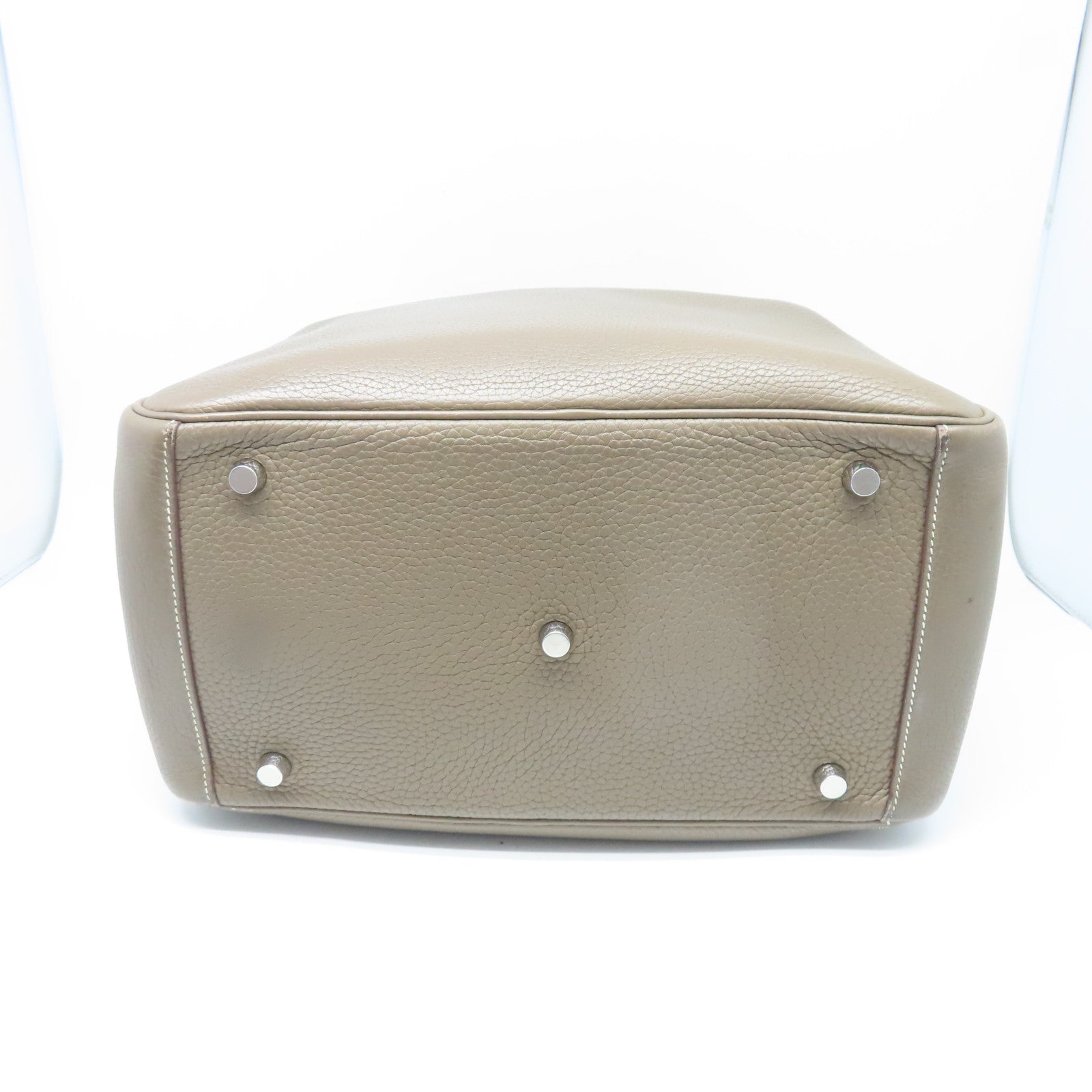 HERMES Taurillon Clemence皮革Lindy 30银扣手挽肩背两用袋大象灰色
