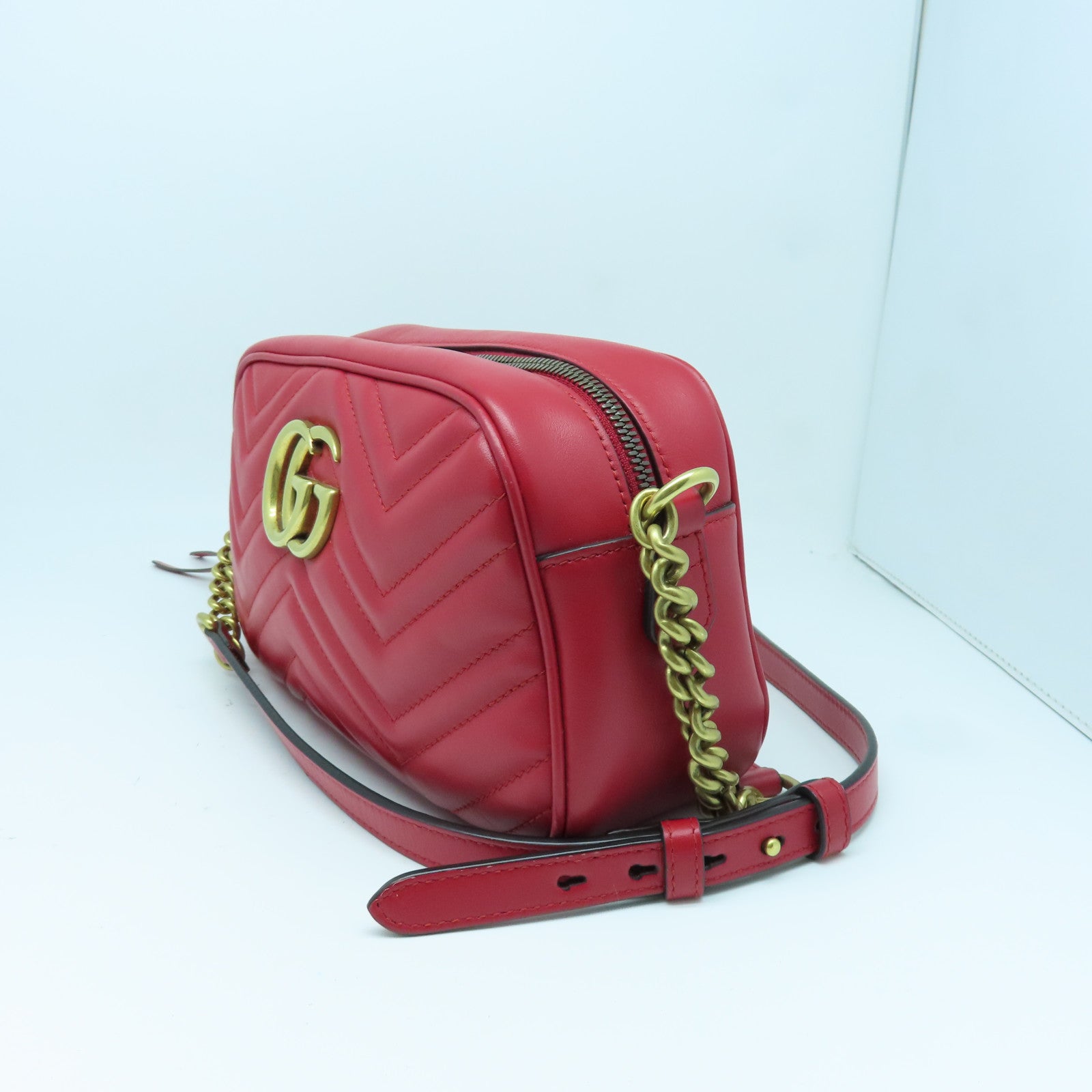 GUCCI 牛皮皮革Shoulder Bag金扣肩背袋红色