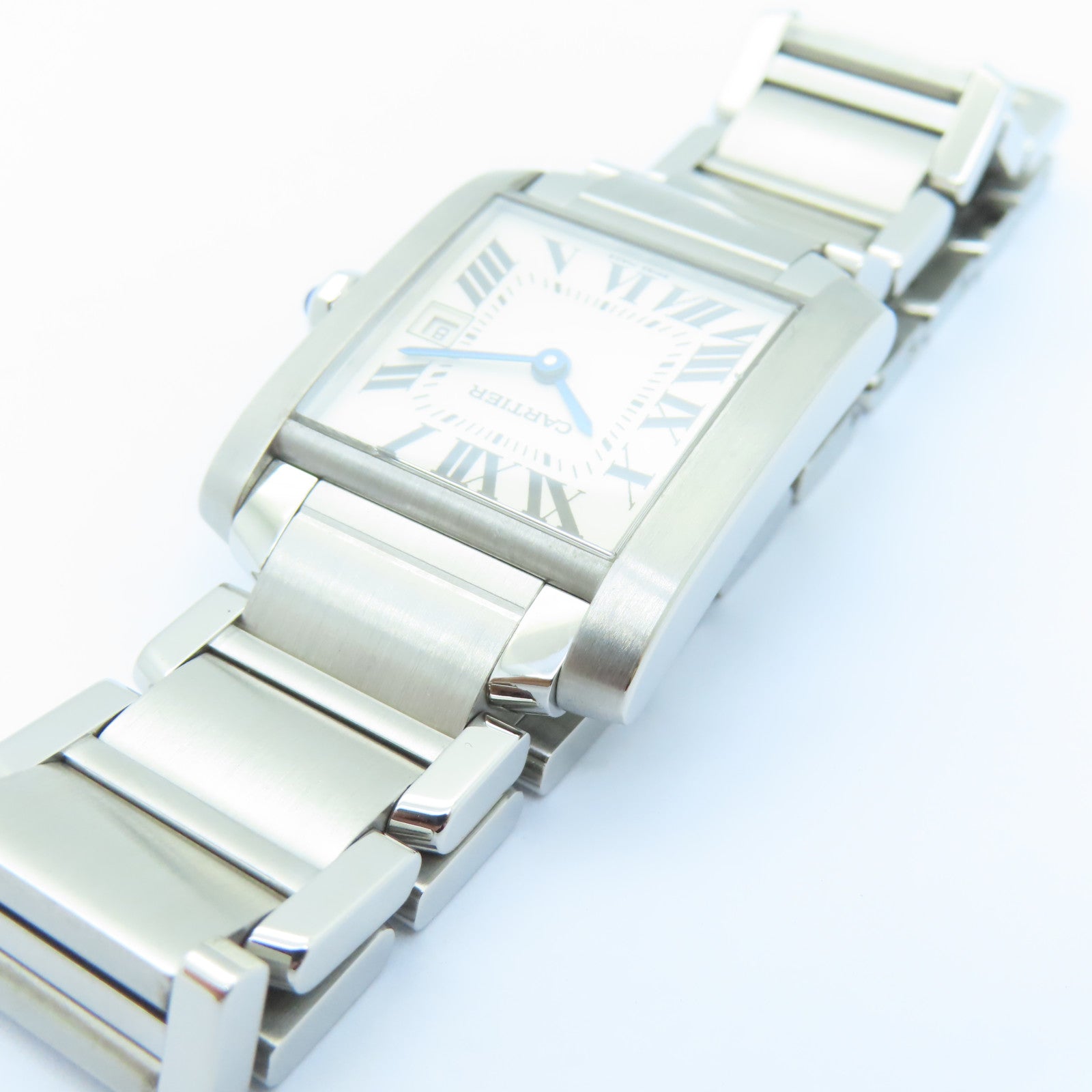 CARTIER Tank Francaise Stainless Steel Watch Quartz Movement White