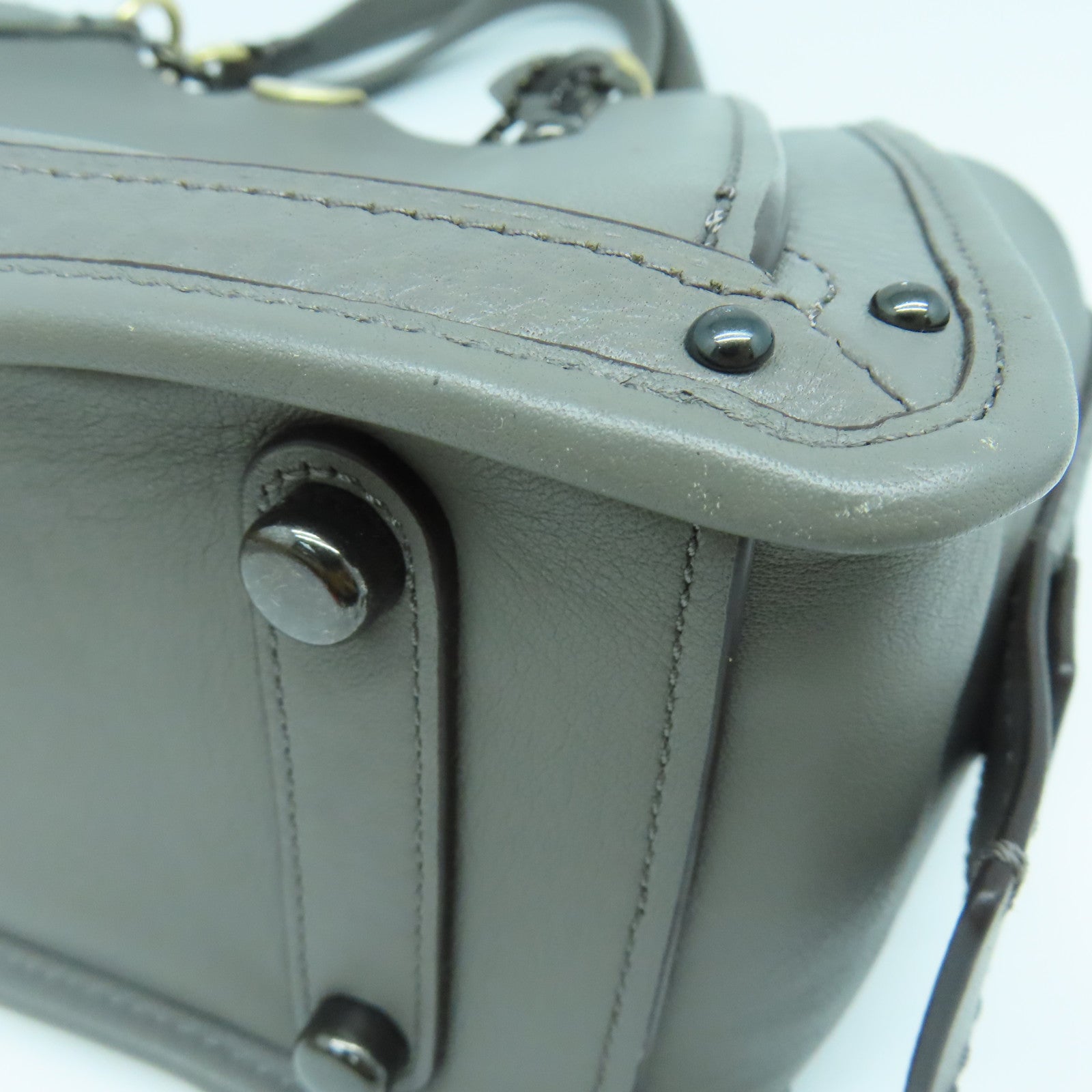 COACH 【激減優惠】牛皮皮革2 Way Shoulder金扣/黑扣手挽肩背兩用袋灰色