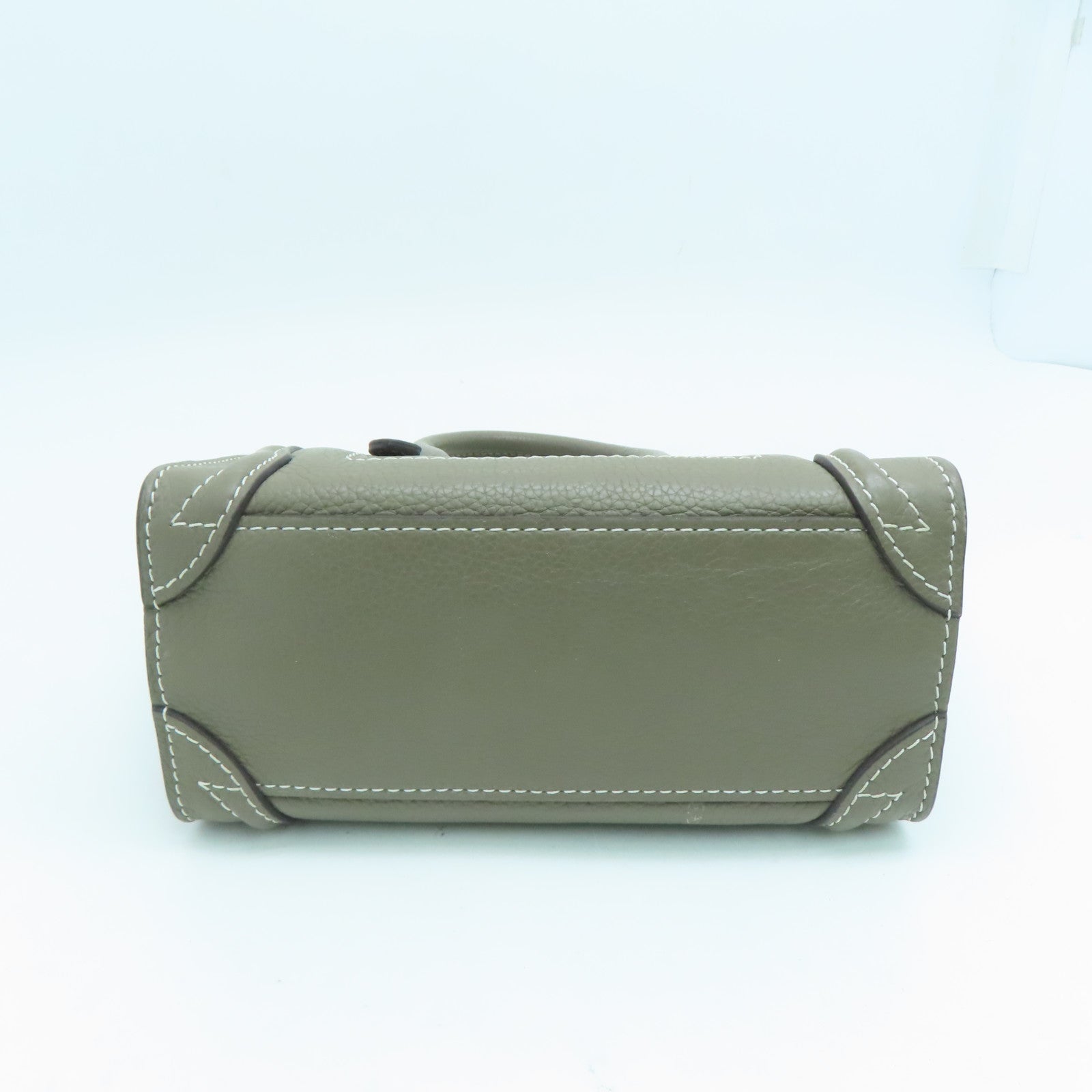 CELINE 【激減優惠】牛皮皮革Nano Luggage銀扣手挽肩背兩用袋灰色