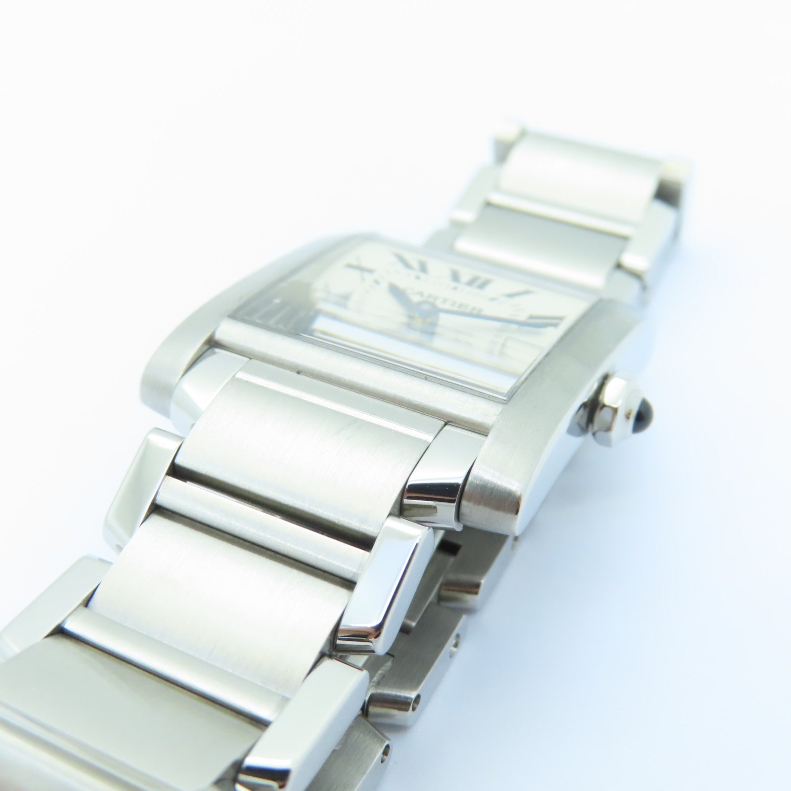CARTIER Tank Francaise Stainless Steel Watch Quartz Movement White