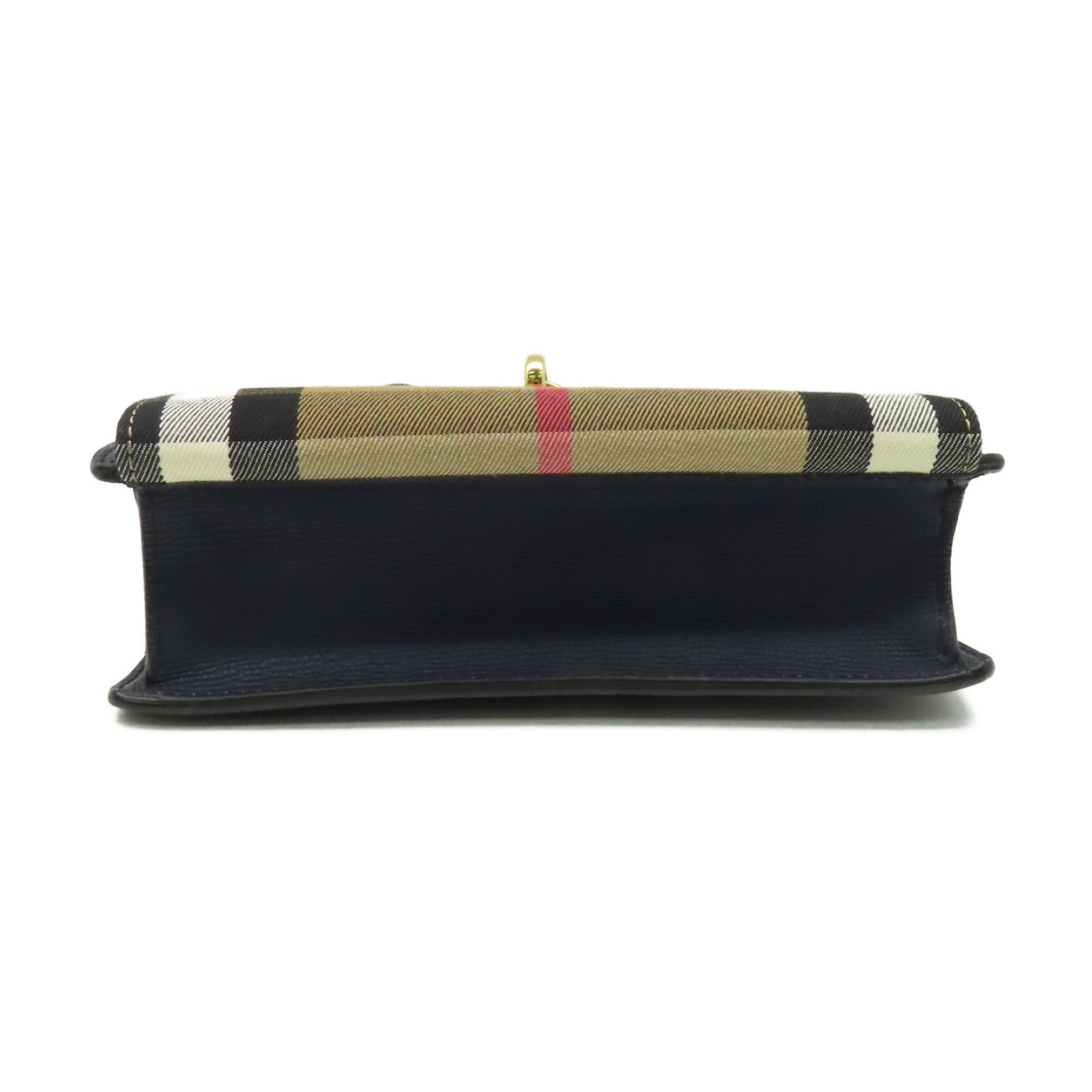 BURBERRY 牛皮皮革/帆布Shoulder Bag金扣肩背袋藍色/啡色