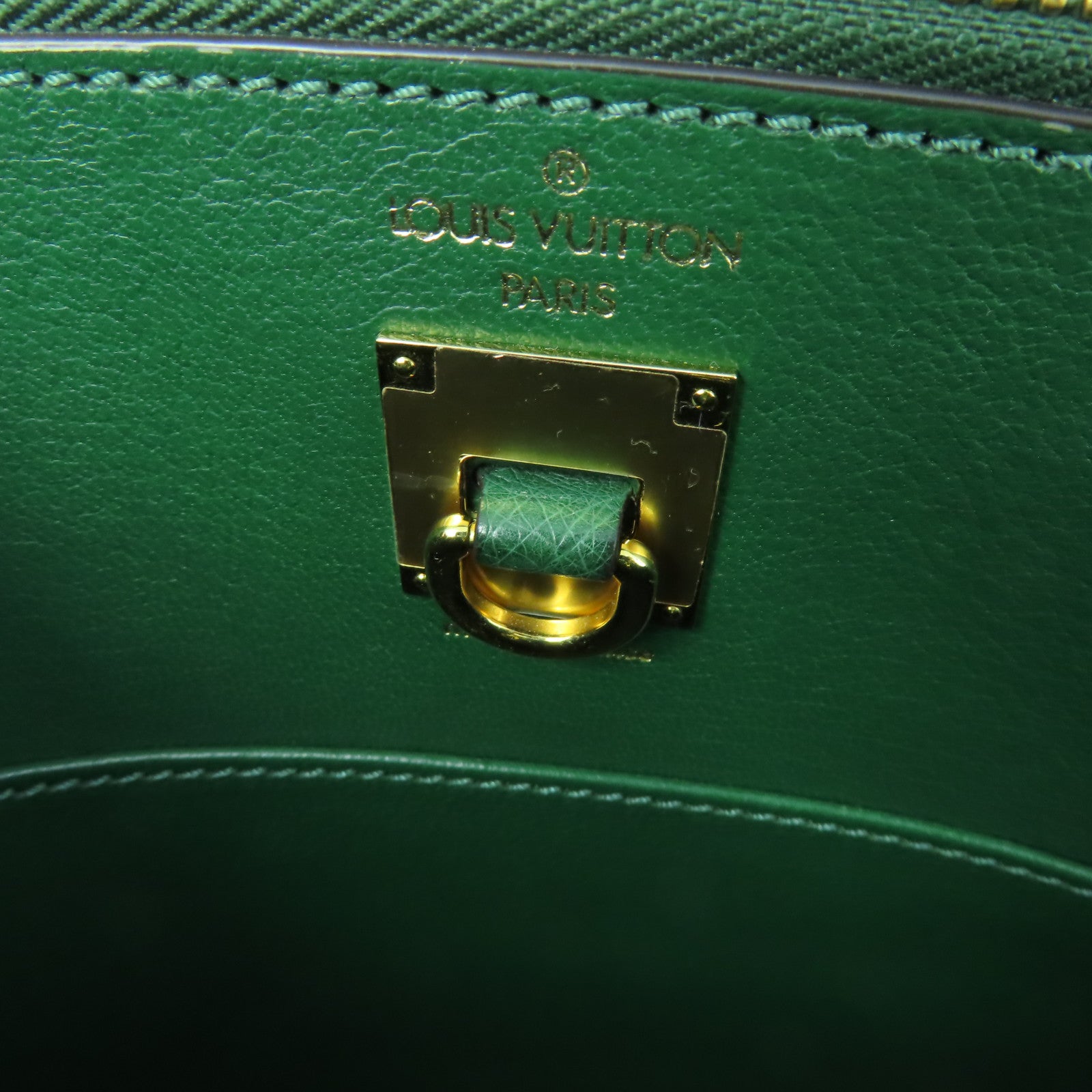 LOUIS VUITTON 鴕鳥皮革City Steamer MM金扣手挽肩背兩用袋綠色