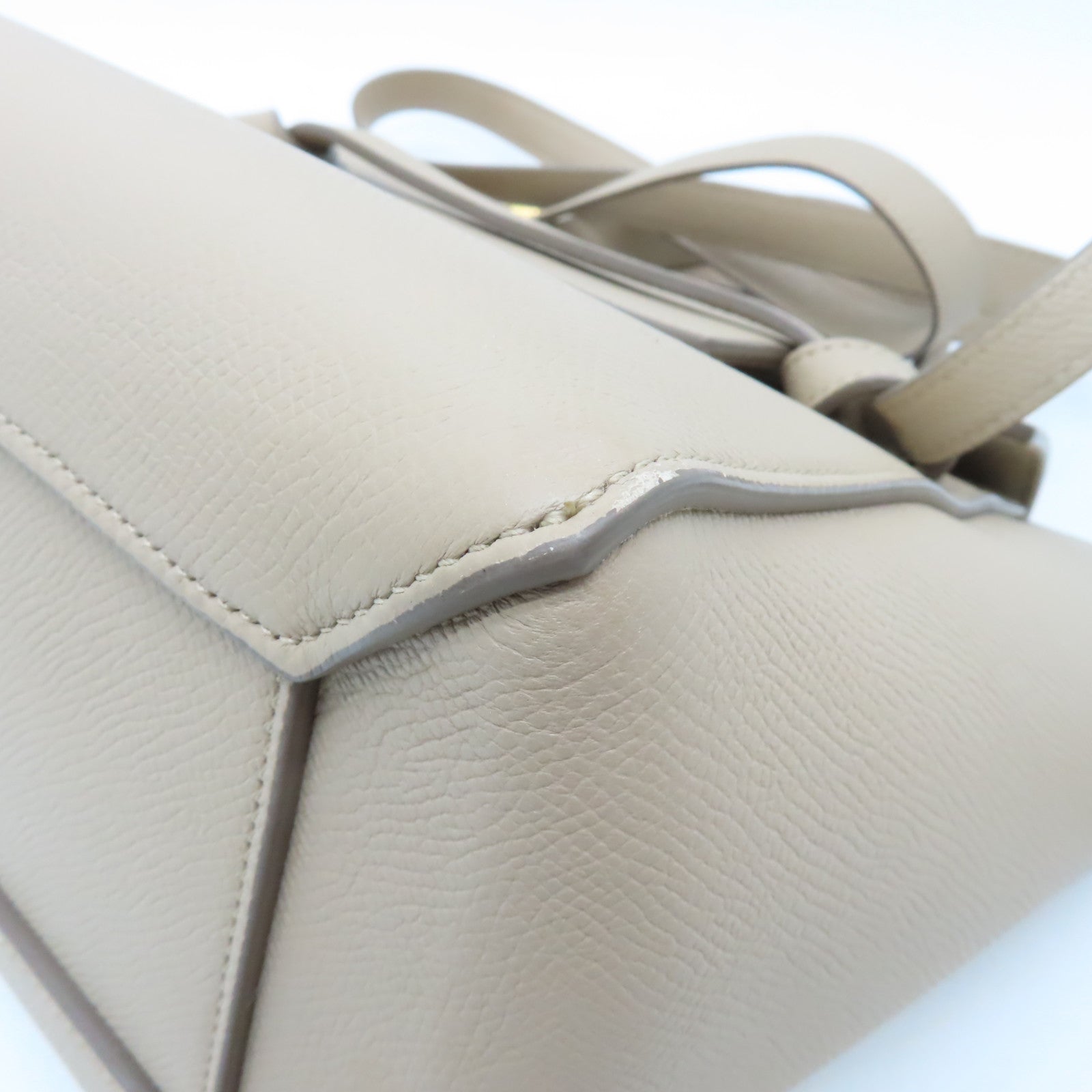 CELINE 牛皮皮革Belt Bag金扣手挽肩背兩用袋米色